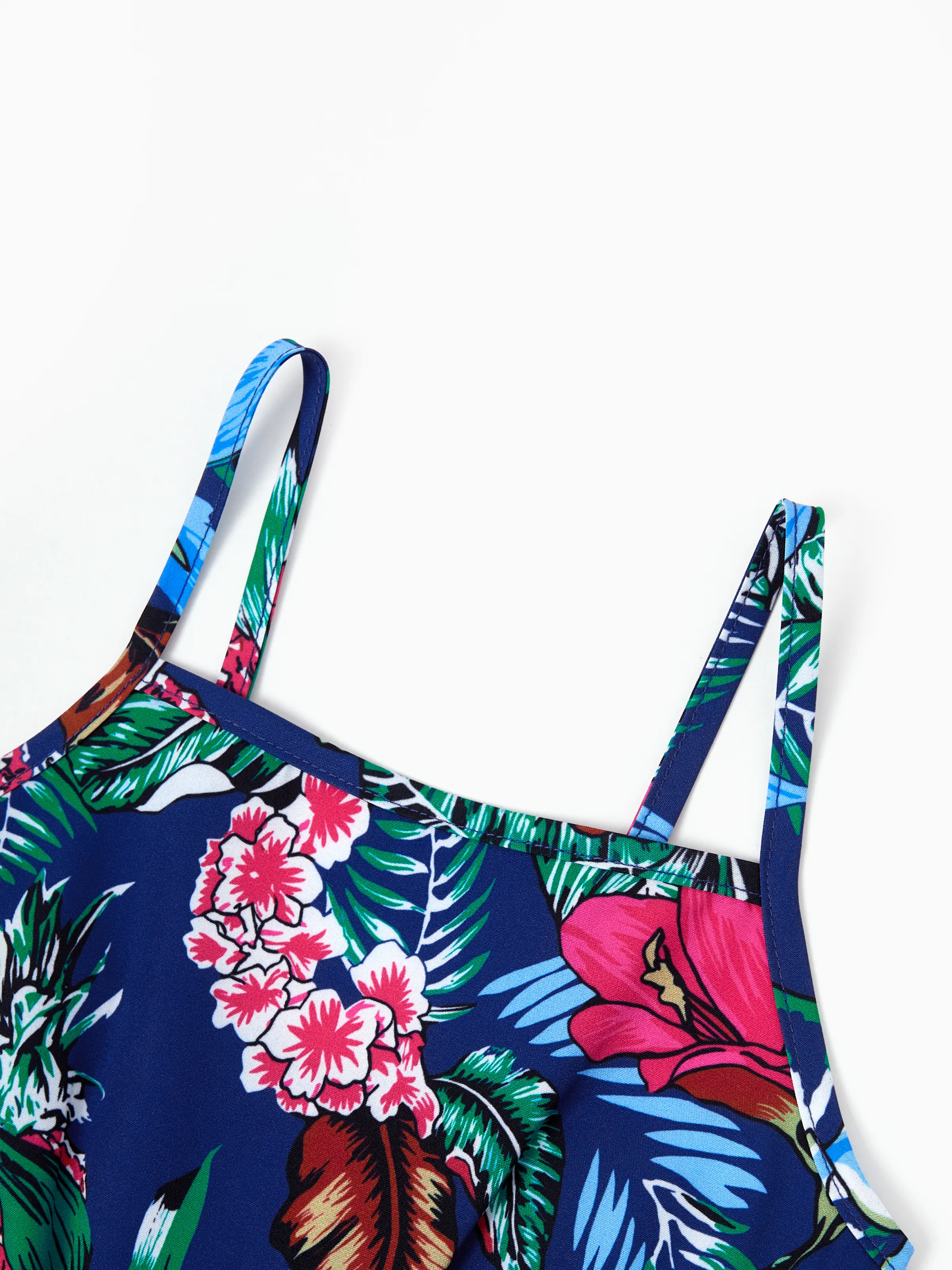 Matching Family Floral Print Sleeveless Cami Jumpsuit for Mommy & Me  Deep Blue - Image 9