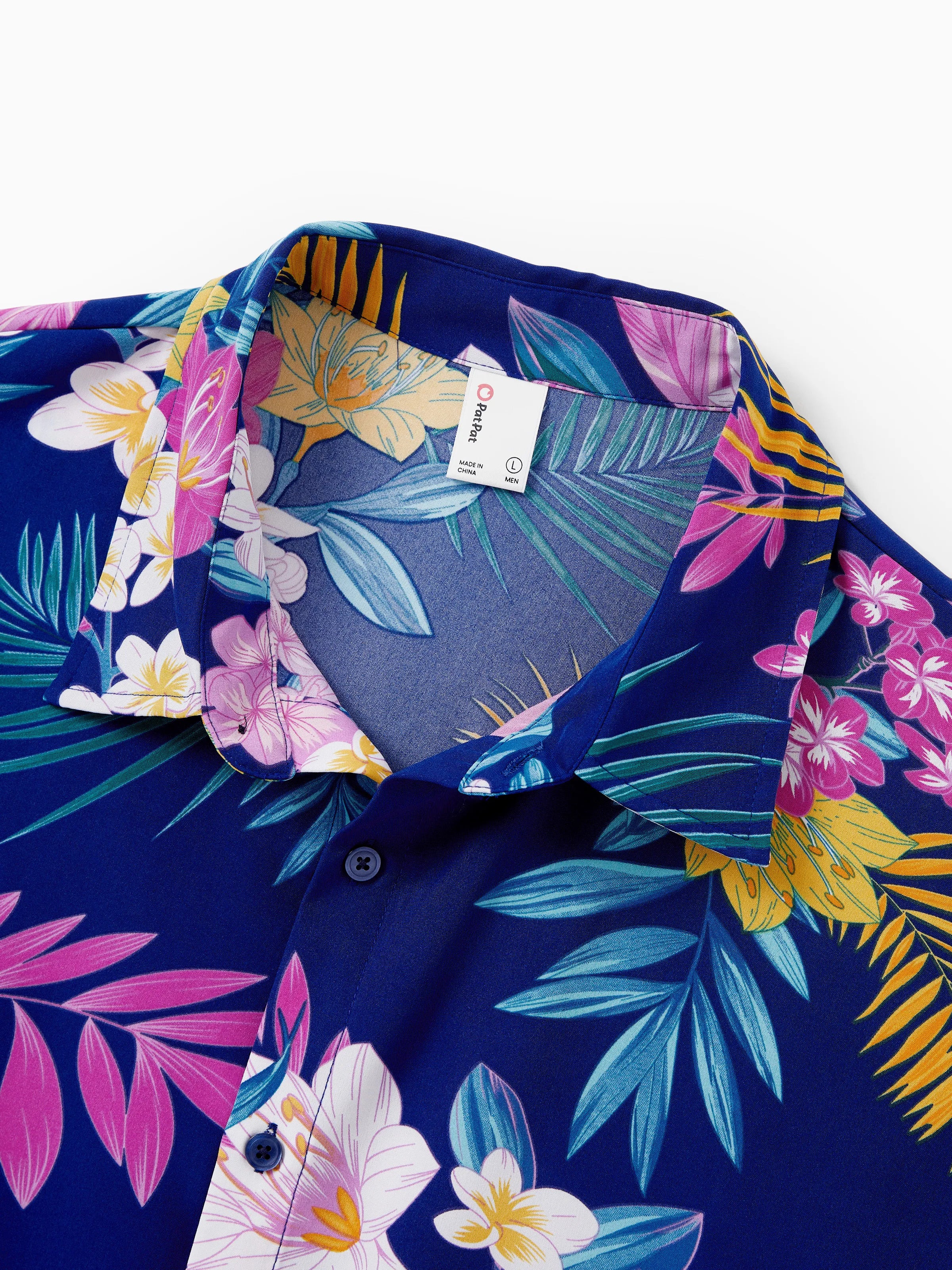 Matching Family Hawaiian Outfits Tropical Floral Print Strap Dress or Short-sleeve Shirts & Shorts Set Summer Beachwear Set for Vacation Deep Blue - Image 28