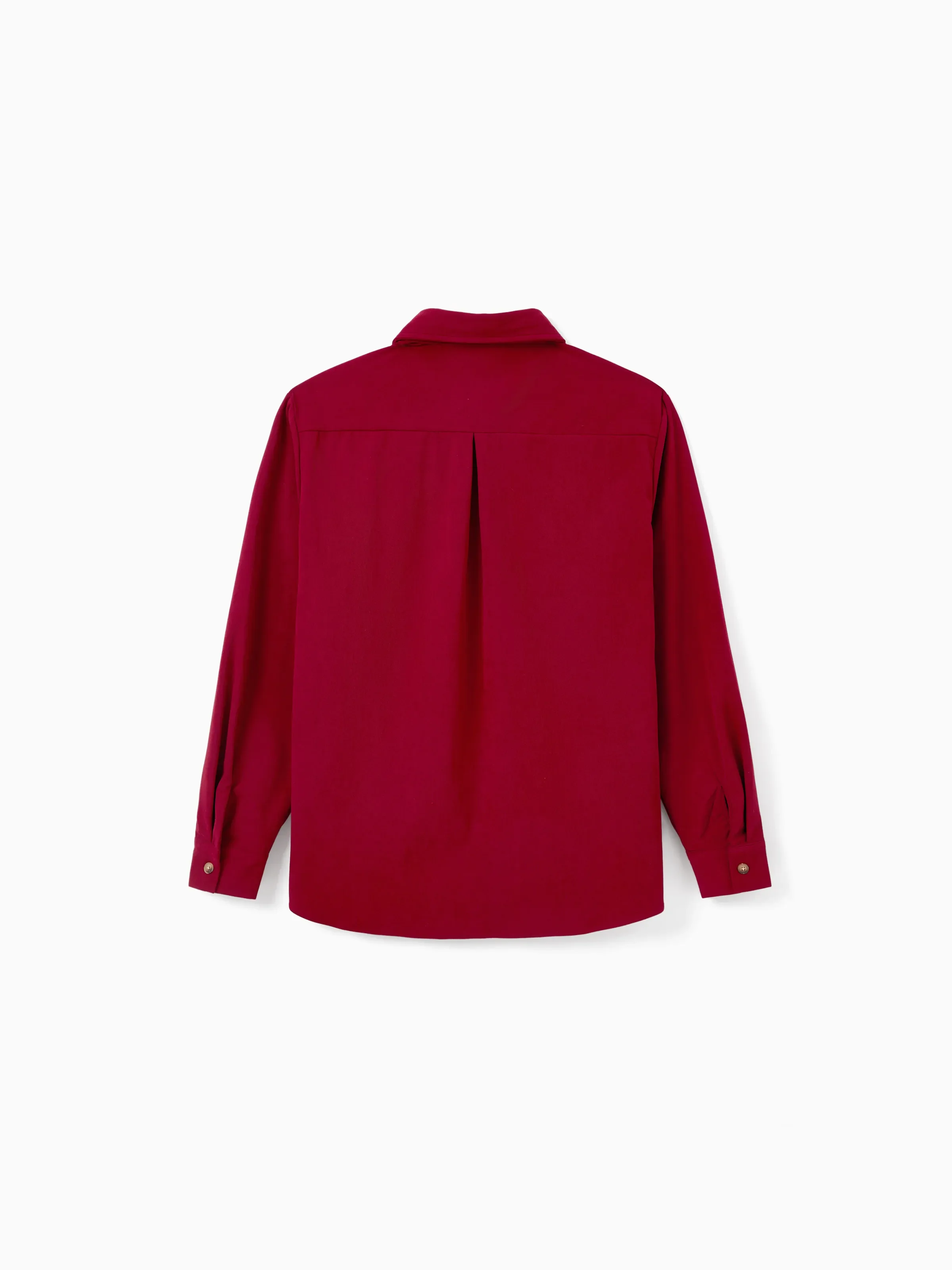 Matching Family Outfit Set Long-sleeve Shirt and Off Shoulder Long-sleeve Plaid Splicing Knitted Dress Burgundy - Image 20