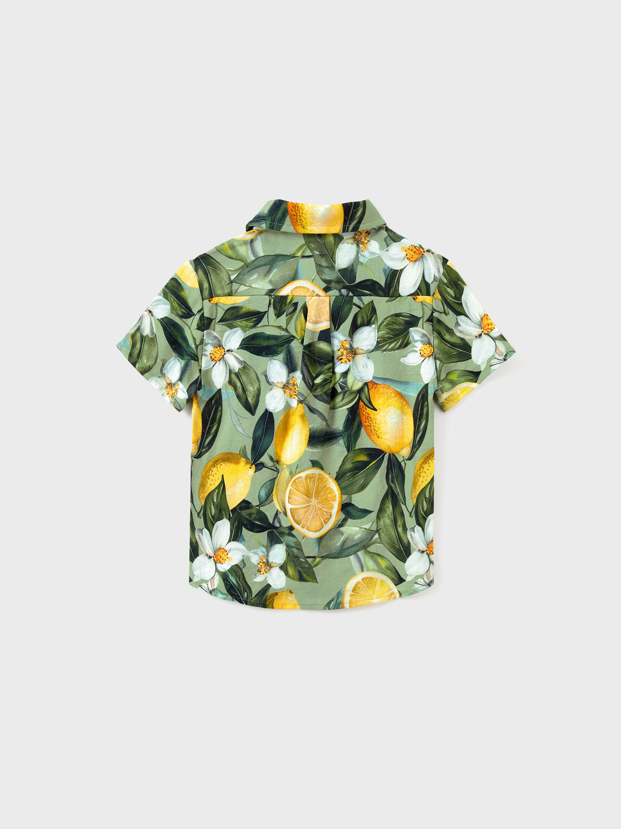 Matching Family Outfits Lemon Print Hawaiian Shirts & Summer Dresses Tropical Vacation Clothes for Men, Women & Kids Green - Image 24