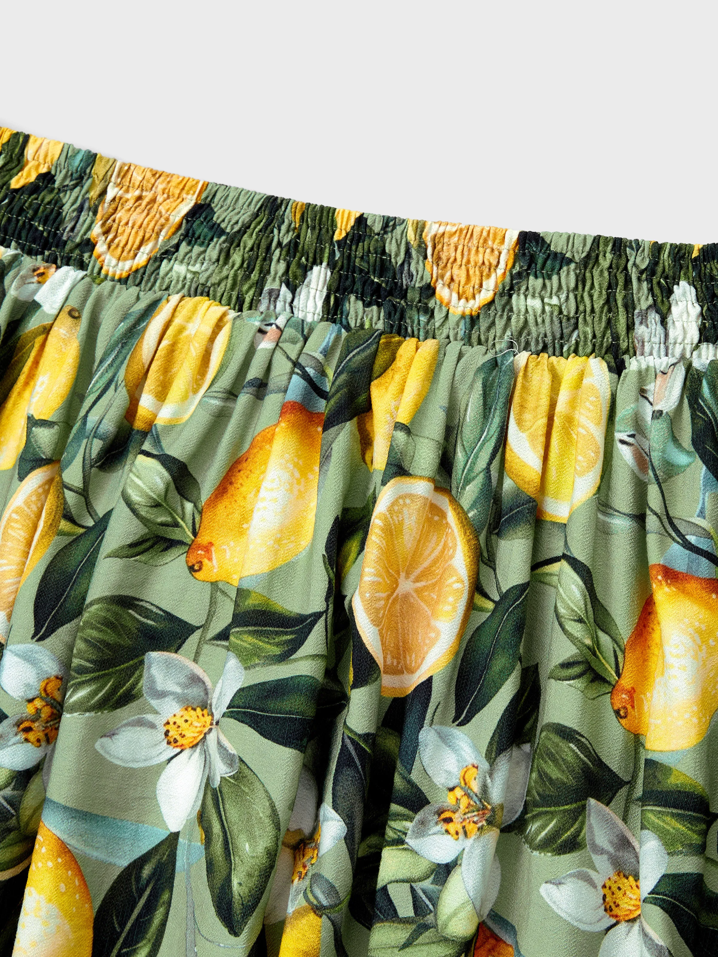 Matching Family Outfits Lemon Print Hawaiian Shirts & Summer Dresses Tropical Vacation Clothes for Men, Women & Kids Green - Image 8