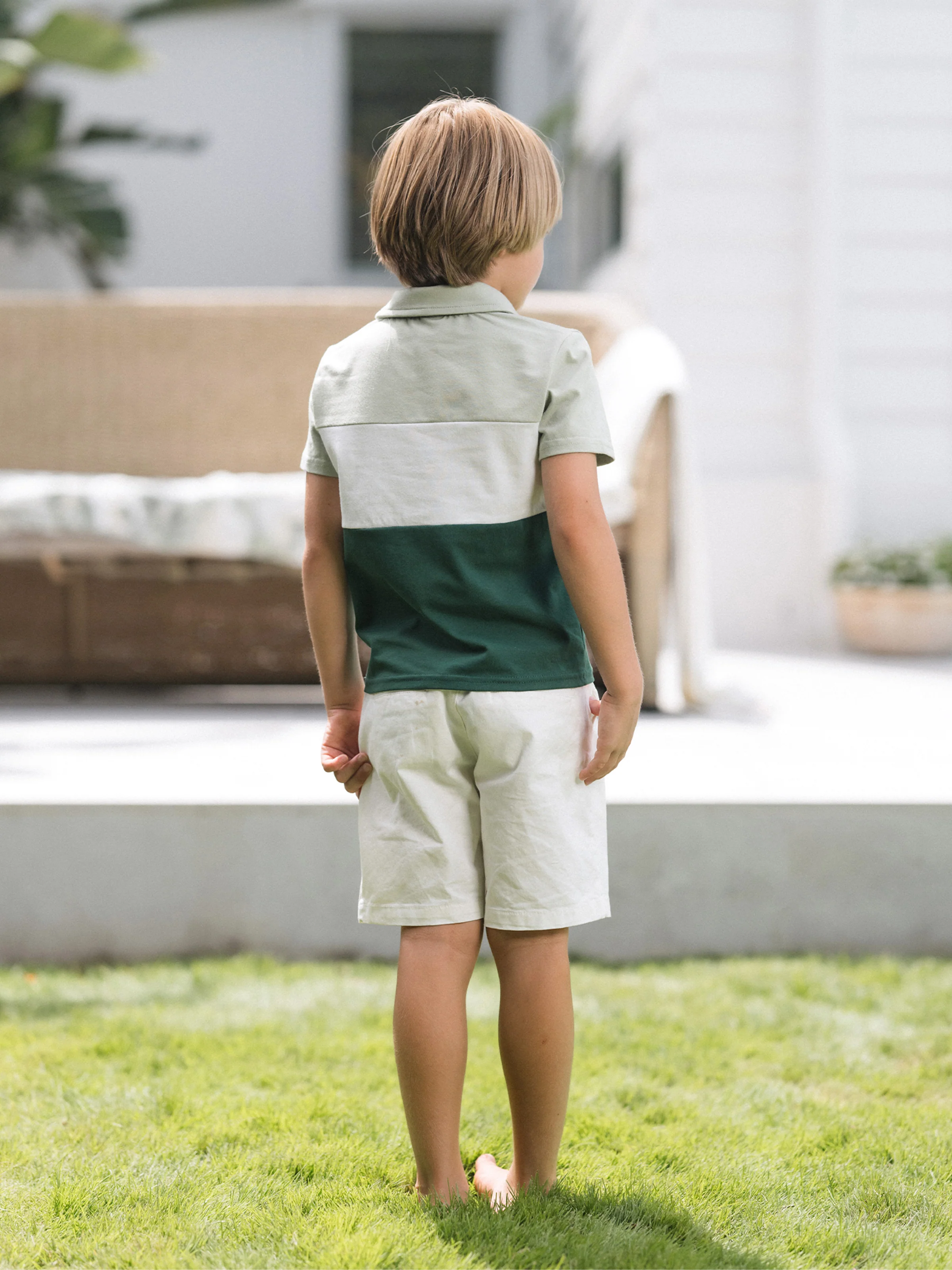 Matching Family Outfits Tropical Floral Print Strap Dress or Short-sleeve Colorblock Shirts Set Pale Green - Image 22