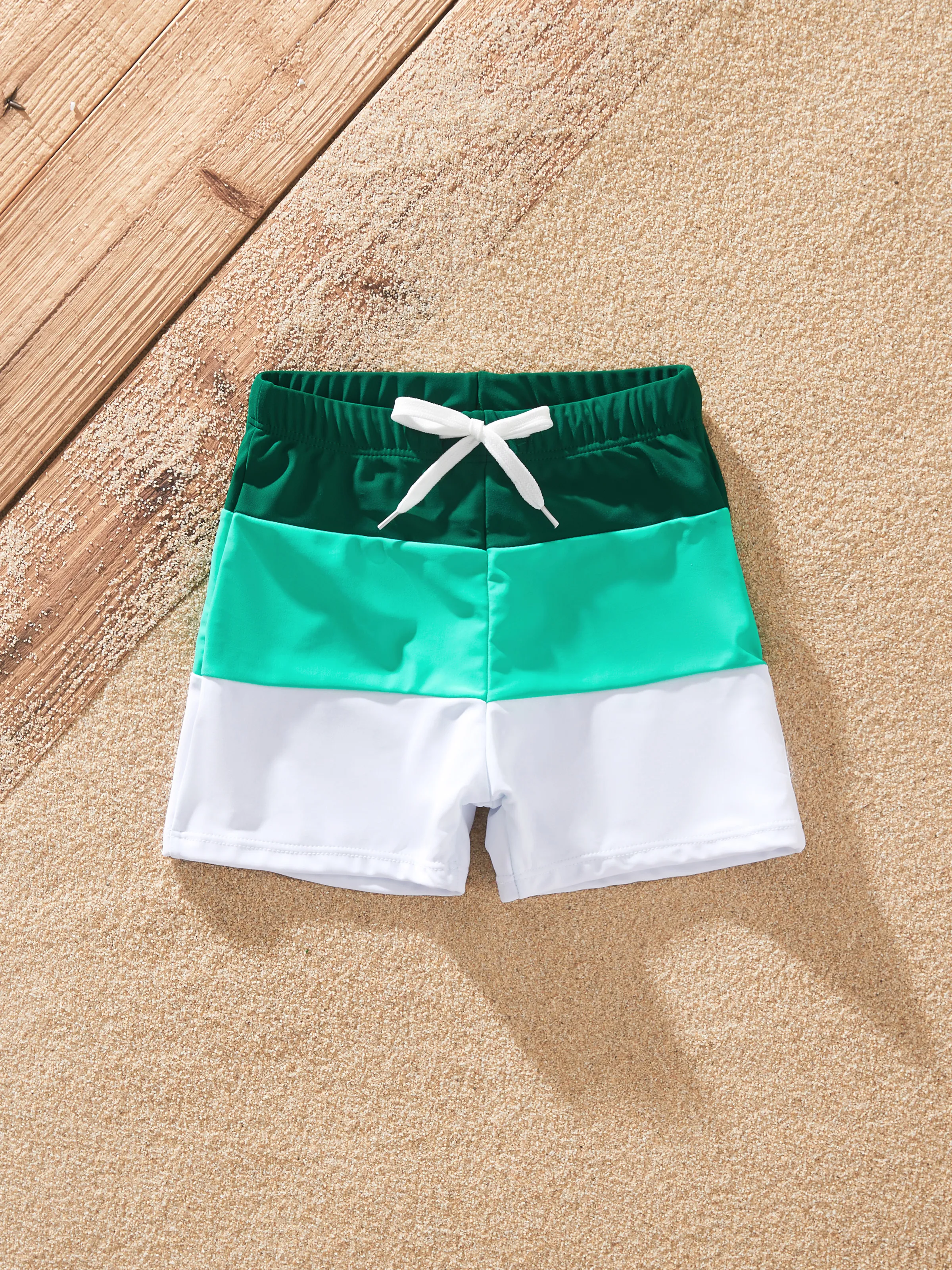 Matching Family Swimsuits for Beach Green Colorblock One-Piece Swimwear or Swim Trunks Summer Vacation Outfits Green - Image 11
