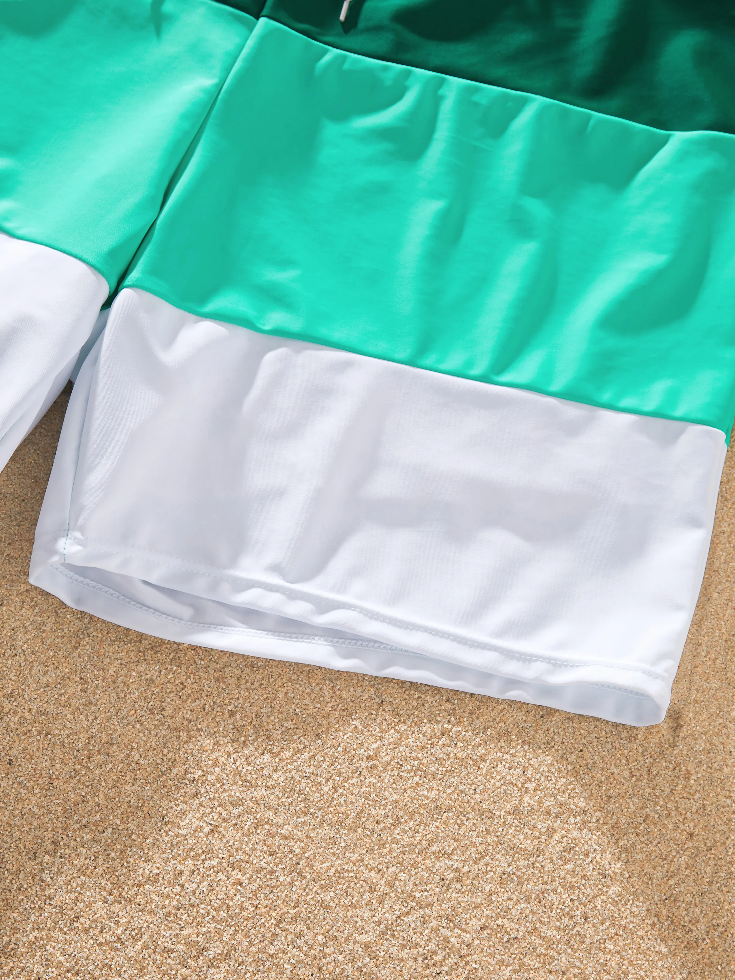 Matching Family Swimsuits for Beach Green Colorblock One-Piece Swimwear or Swim Trunks Summer Vacation Outfits Green - Image 19