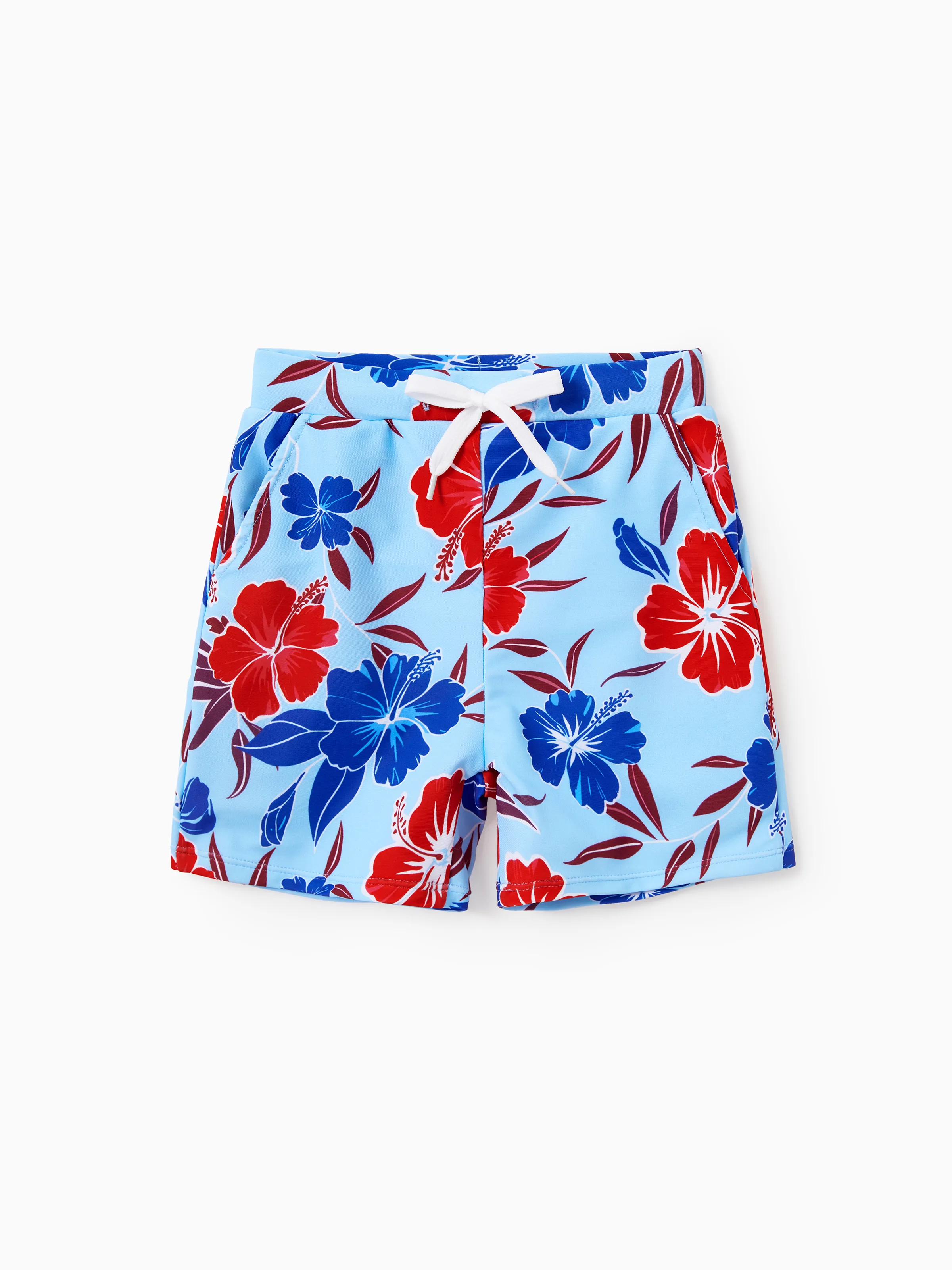 Matching Family Swimwear Floral Print Bikini & Swim Trunks Set for Mom, Dad, & Kids, Perfect for Summer Beach Days & Pool Parties Red - Image 12