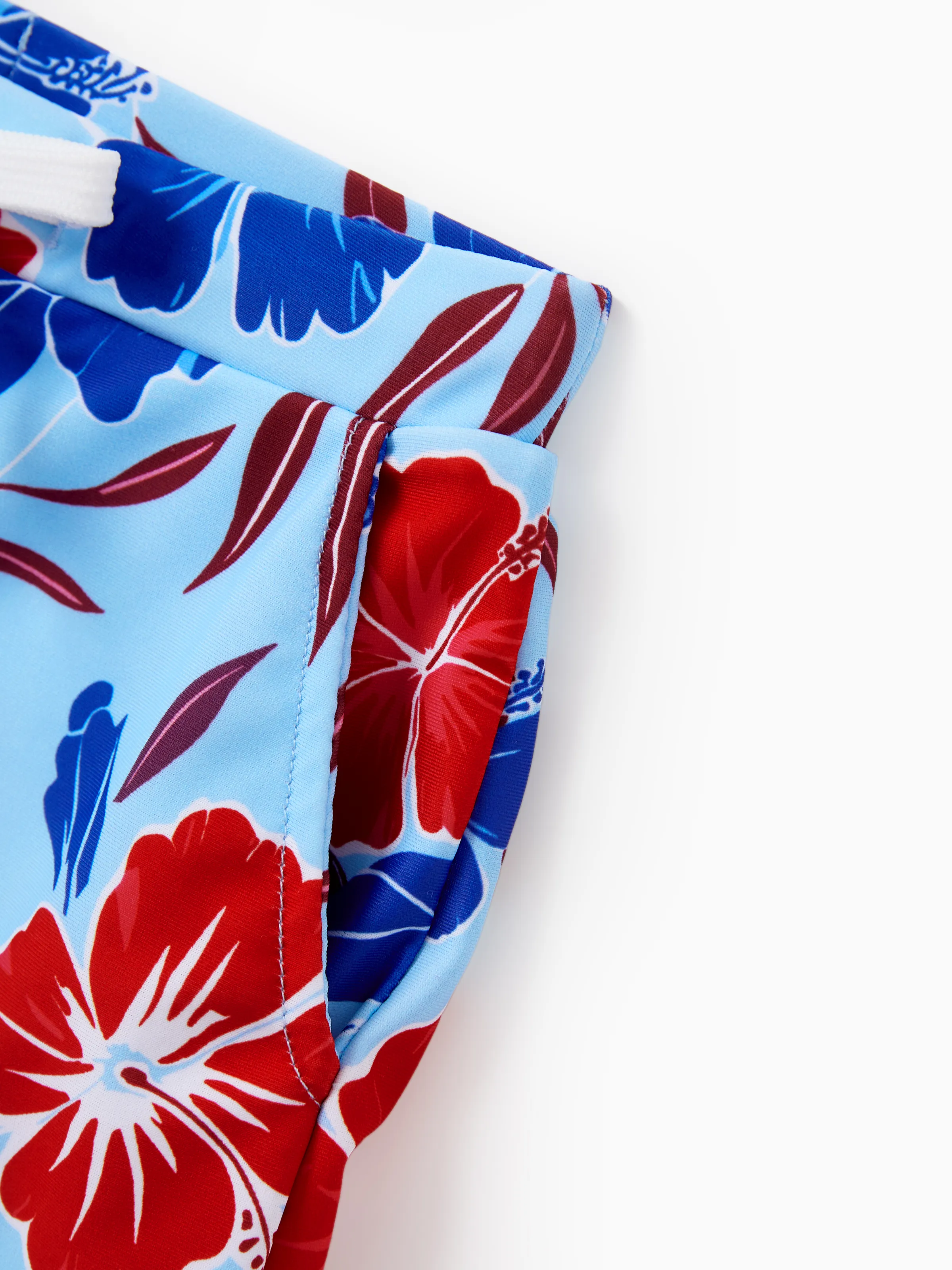 Matching Family Swimwear Floral Print Bikini & Swim Trunks Set for Mom, Dad, & Kids, Perfect for Summer Beach Days & Pool Parties Red - Image 15