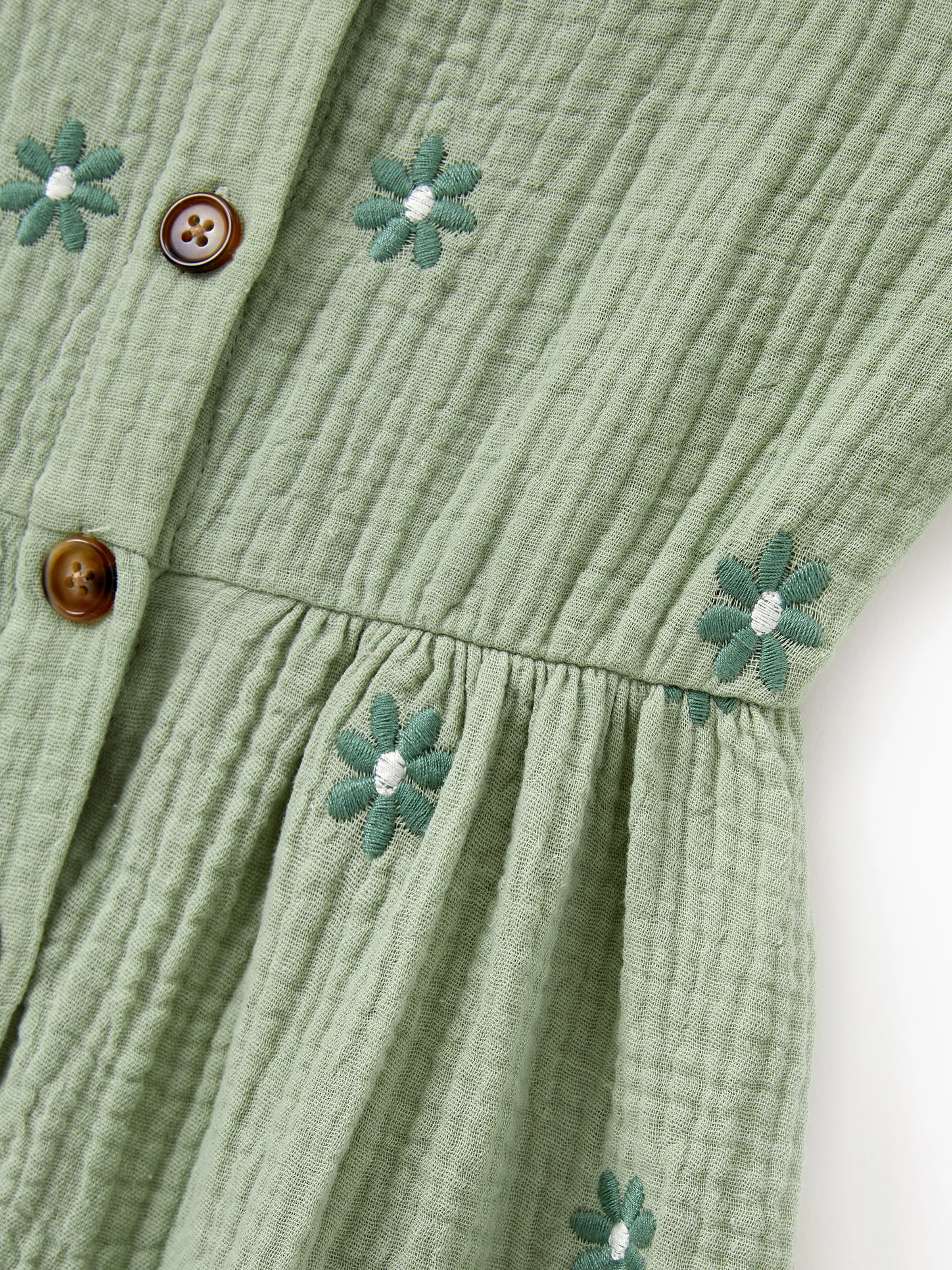Toddler/Kid Girl Floral Cotton Dresses for Button-Down Smocked Floral Strap Ruffle Dress with Bow, Perfect for Summer Family Outings & Photos Pale Green - Image 6