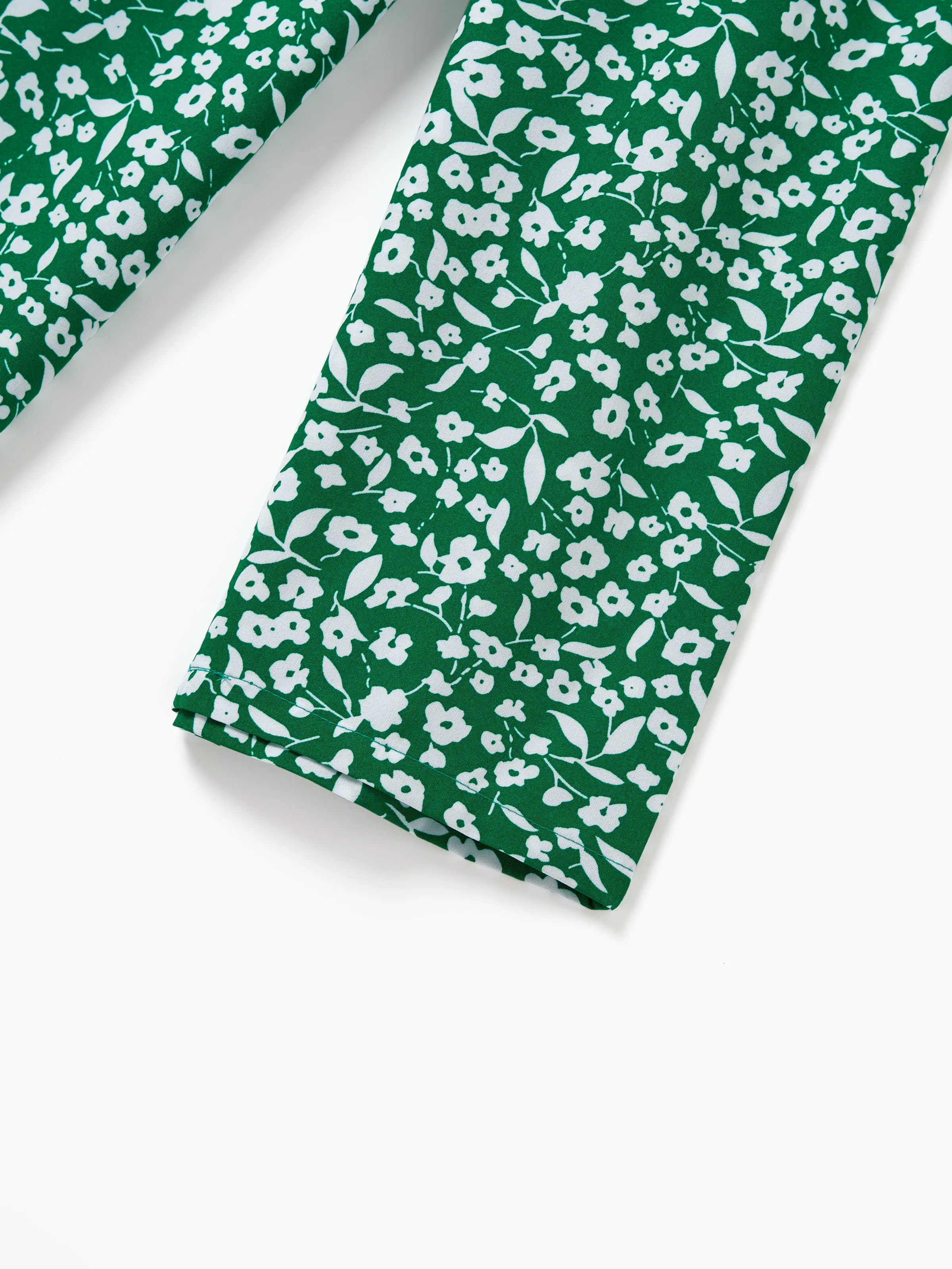 Matching Floral Print Green Smocked Strap Jumpsuits for Mommy and Me Green - Image 11