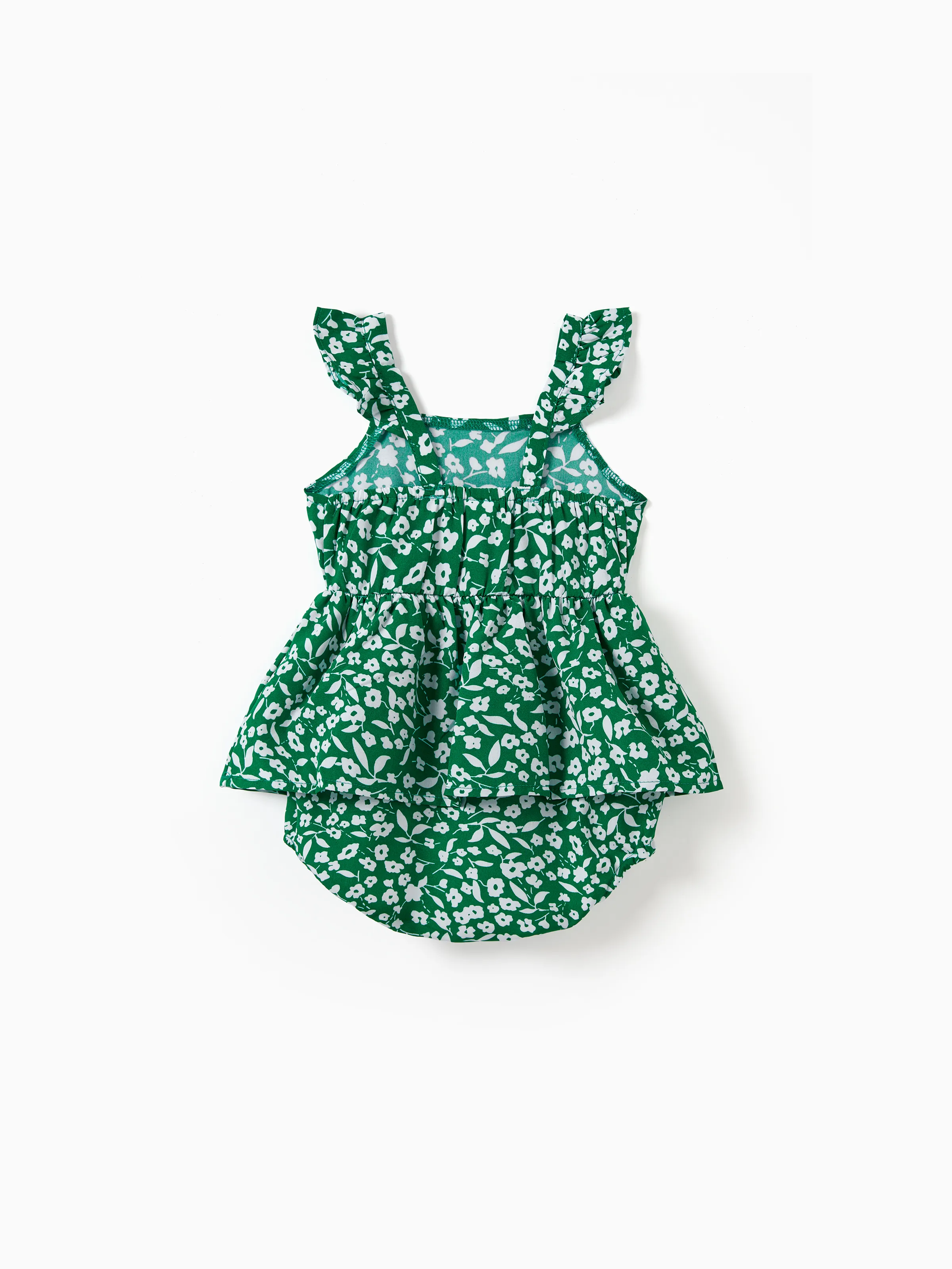 Matching Floral Print Green Smocked Strap Jumpsuits for Mommy and Me Green - Image 13