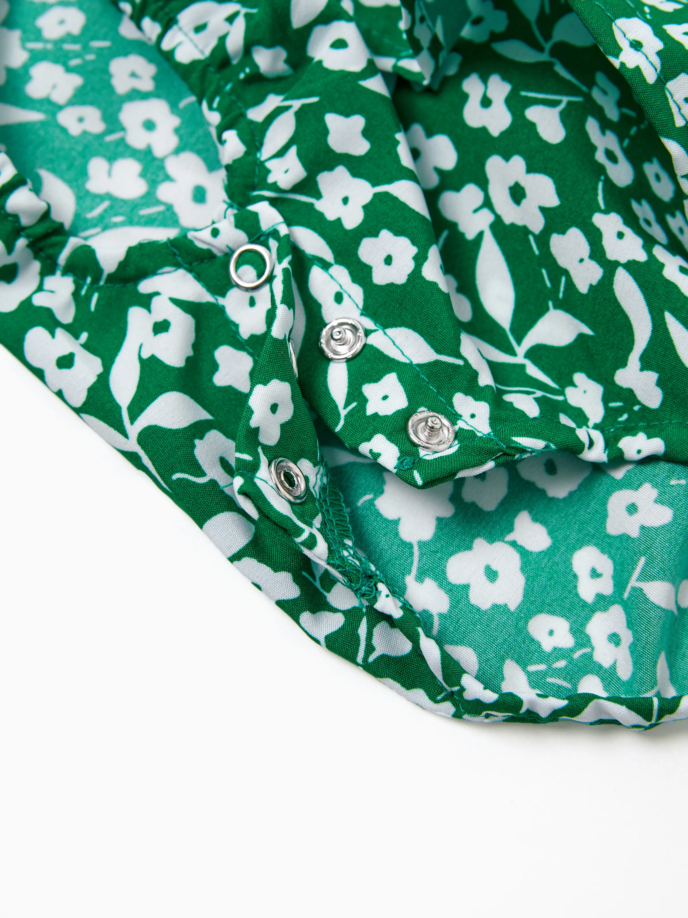 Matching Floral Print Green Smocked Strap Jumpsuits for Mommy and Me Green - Image 16