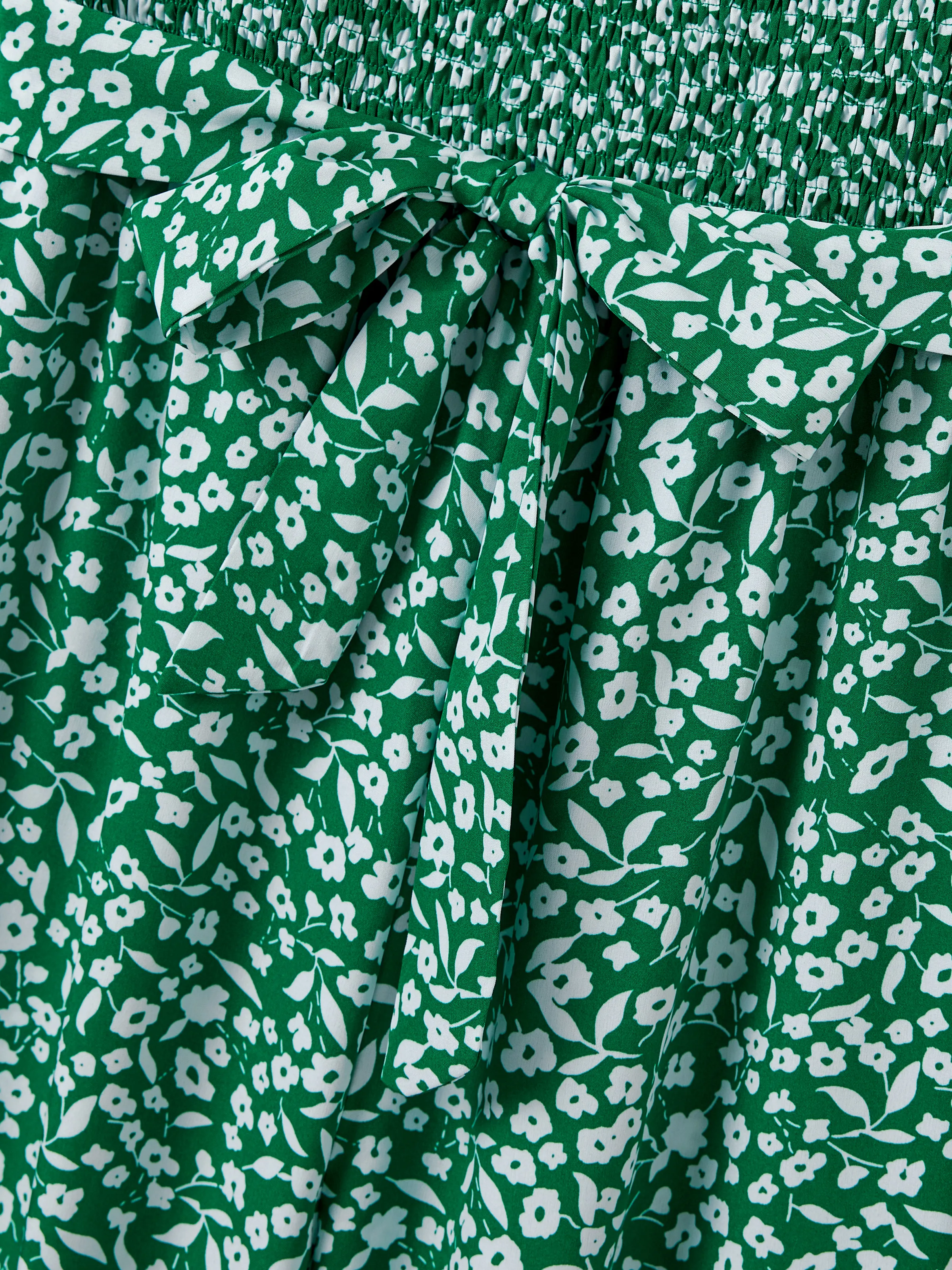 Matching Floral Print Green Smocked Strap Jumpsuits for Mommy and Me Green - Image 5
