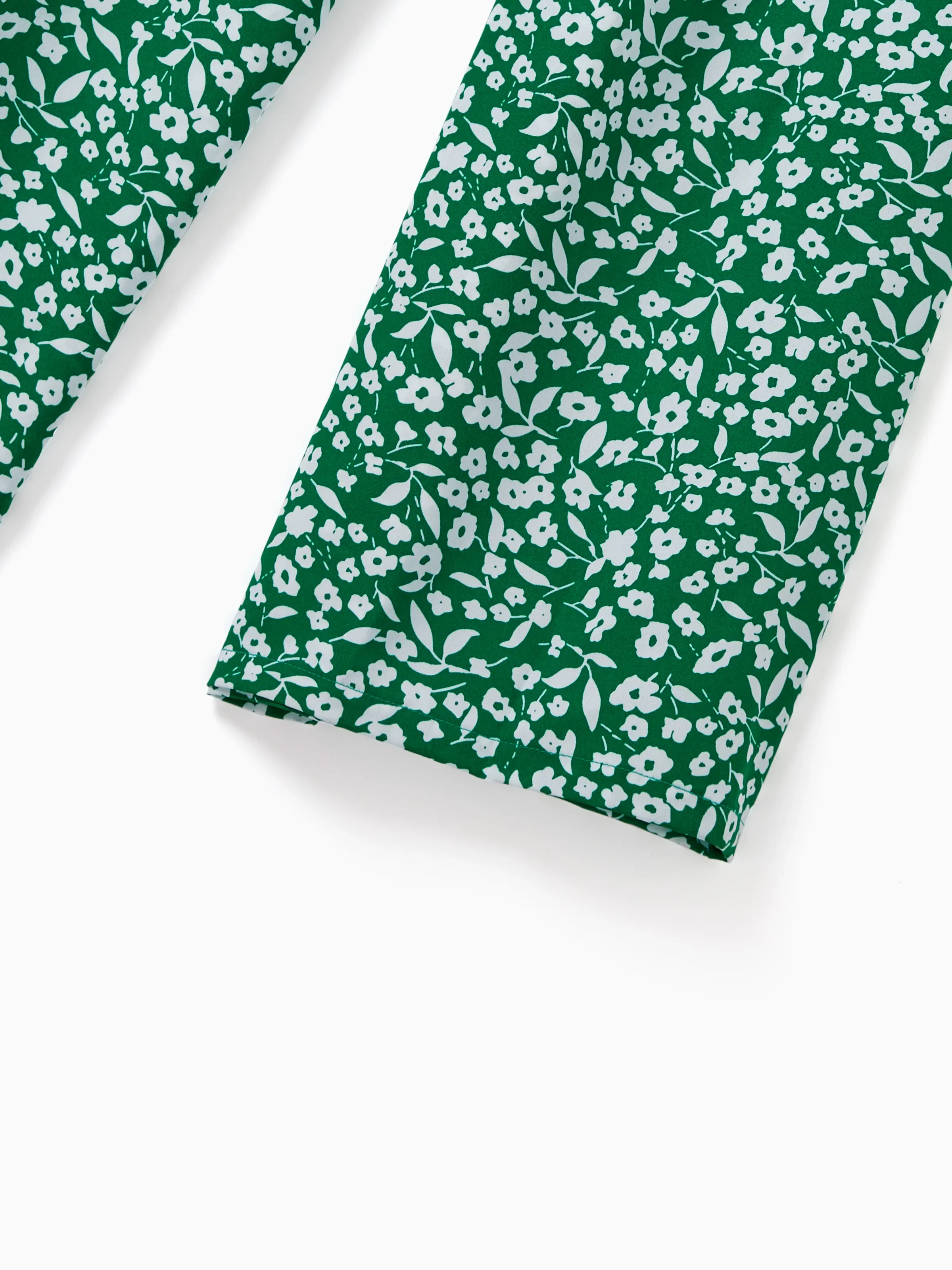 Matching Floral Print Green Smocked Strap Jumpsuits for Mommy and Me Green - Image 6
