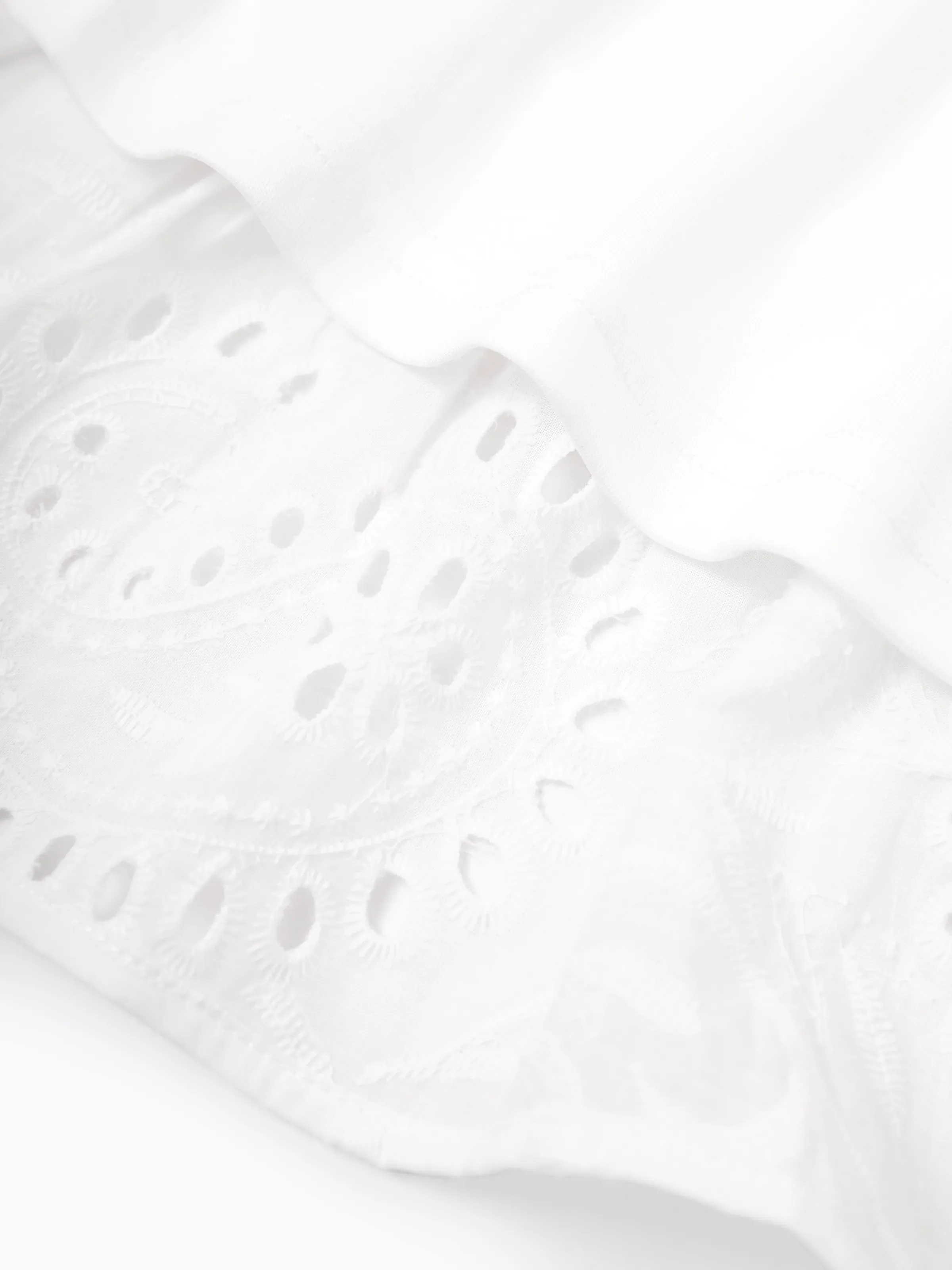 Matching Mom & Me Cotton Dress Eyelet Smocked Dresses with Ruffled Straps, Perfect for Summer Outings & Family Photos White - Image 11