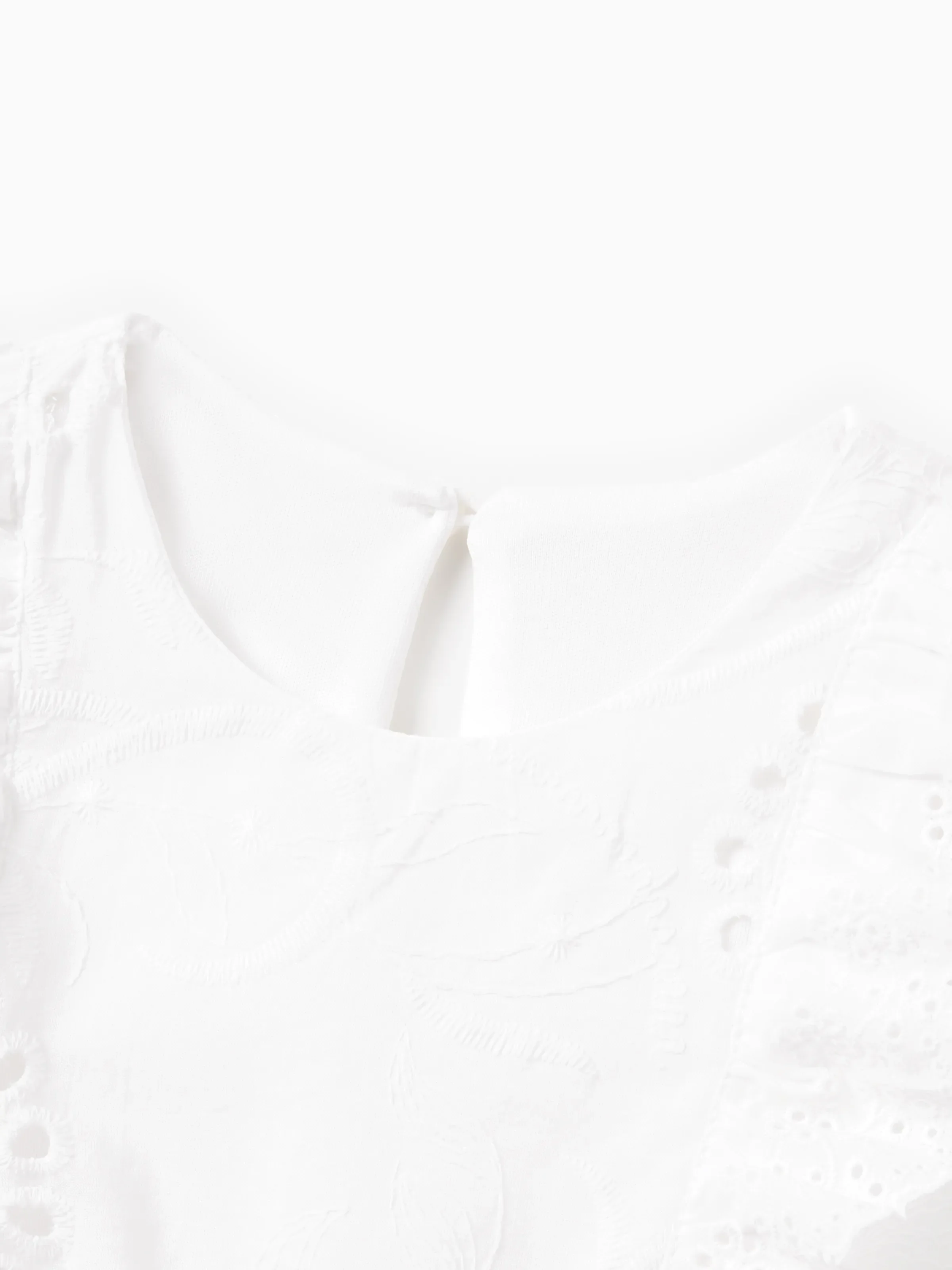 Matching Mom & Me Cotton Dress Eyelet Smocked Dresses with Ruffled Straps, Perfect for Summer Outings & Family Photos White - Image 15