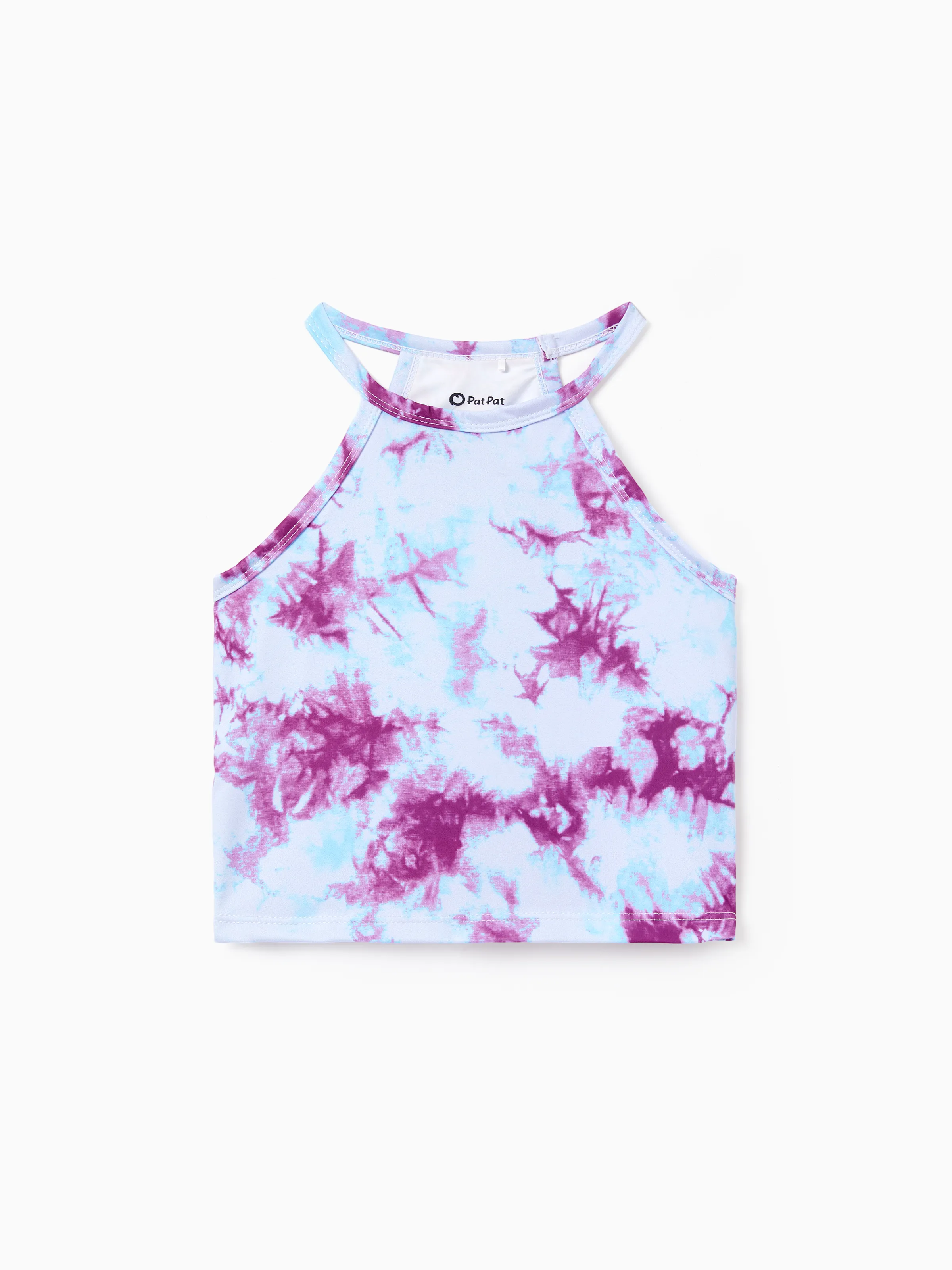 Matching Mommy and Me Tie Dye Skirt Set Halter Crop Top & Flowy Skirt Outfit, Cute Summer Twinning Looks for Vacation & Photos Purple - Image 10