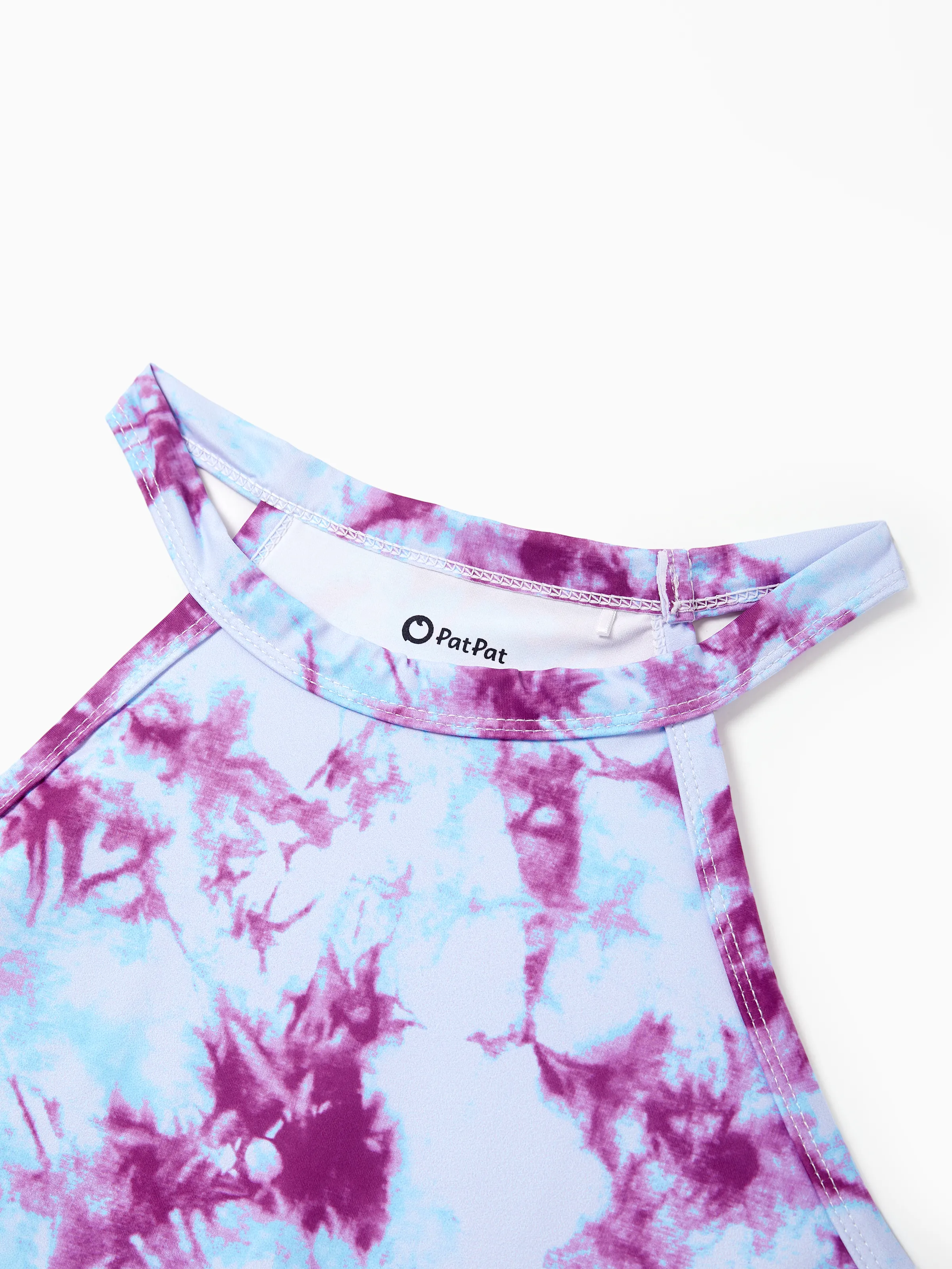 Matching Mommy and Me Tie Dye Skirt Set Halter Crop Top & Flowy Skirt Outfit, Cute Summer Twinning Looks for Vacation & Photos Purple - Image 4