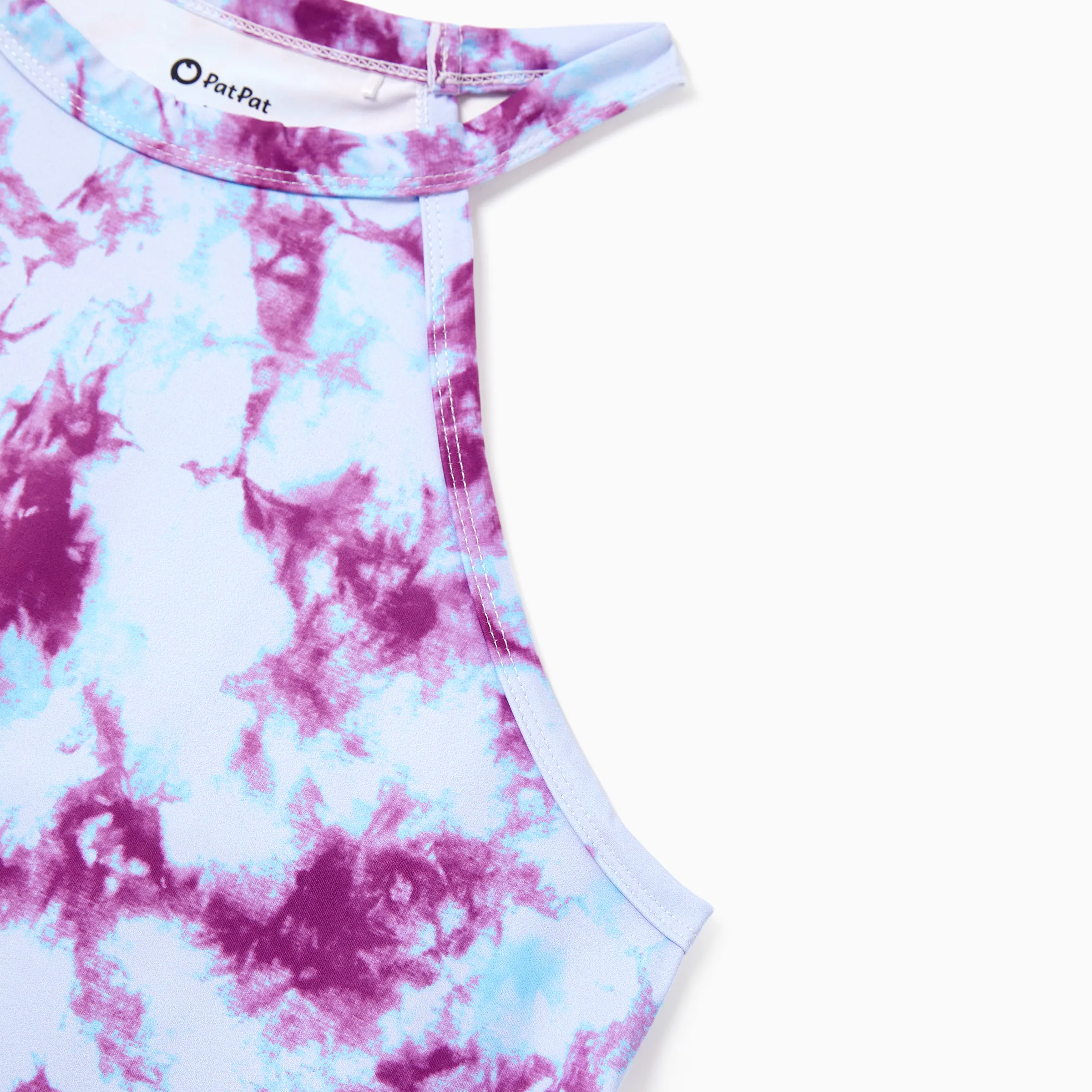 Matching Mommy and Me Tie Dye Skirt Set Halter Crop Top & Flowy Skirt Outfit, Cute Summer Twinning Looks for Vacation & Photos Purple - Image 5