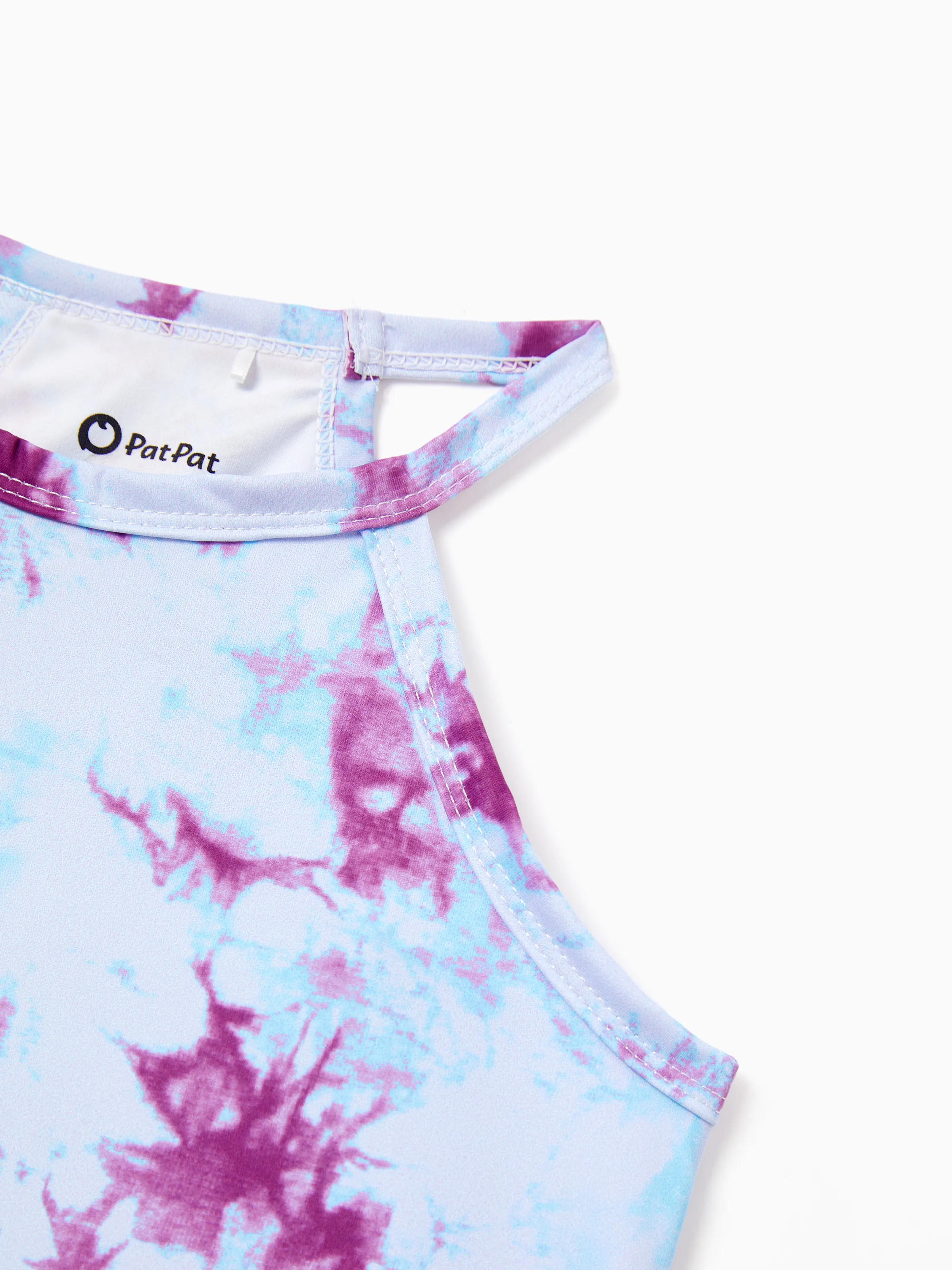 Matching Mommy and Me Tie Dye Skirt Set Halter Crop Top & Flowy Skirt Outfit, Cute Summer Twinning Looks for Vacation & Photos Purple - Image 9
