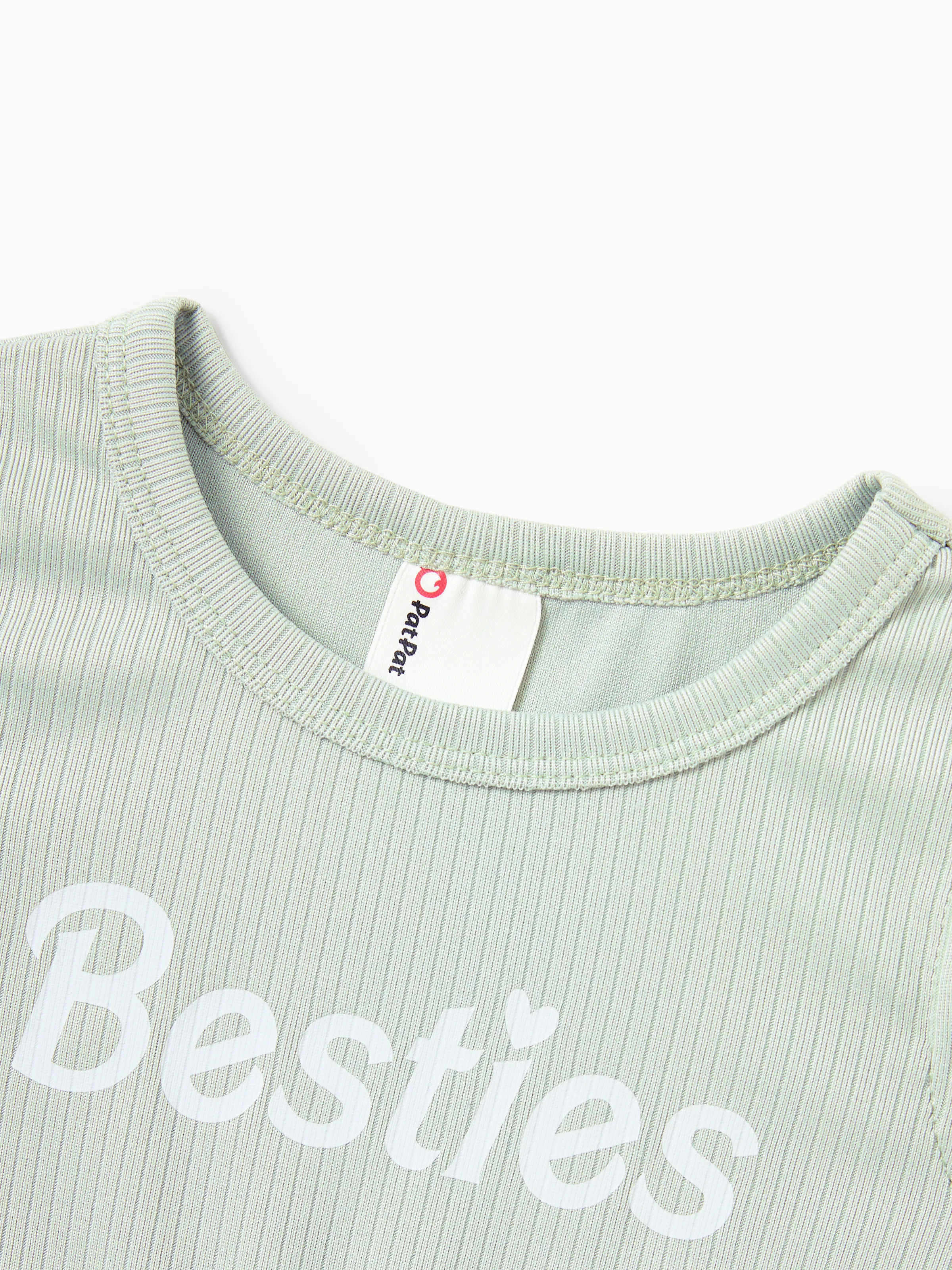 Matching Mommy & Me "Besties" Dresses Pastel Tulle Skirt for Girls, Ribbed Bodycon Dress for Mom, Perfect for Family Outings & Photos Pale Green - Image 14