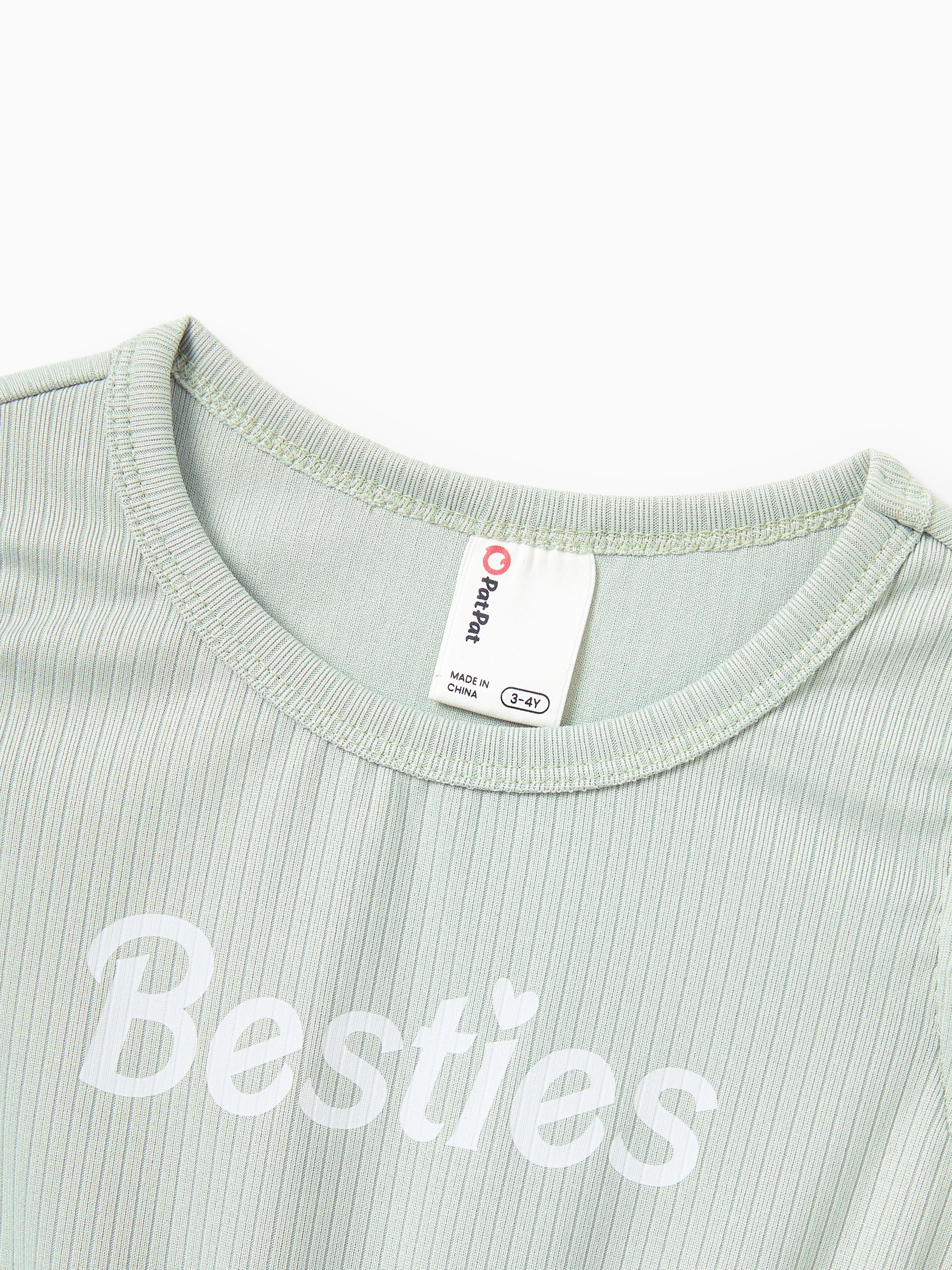Matching Mommy & Me "Besties" Dresses Pastel Tulle Skirt for Girls, Ribbed Bodycon Dress for Mom, Perfect for Family Outings & Photos Pale Green - Image 9