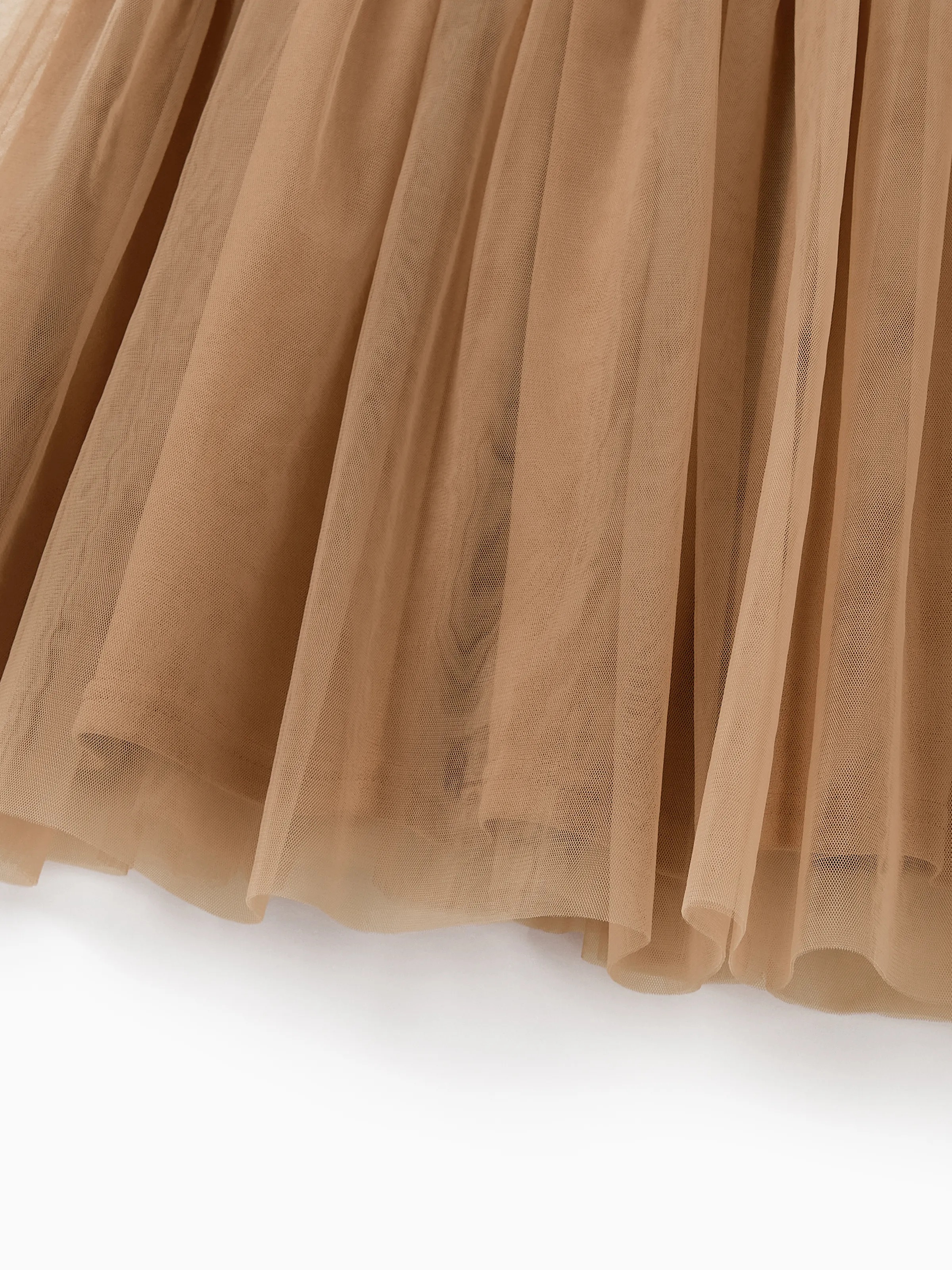 Matching Striped Dresses for Mommy & Me  Twist-Front Dress with Tulle Skirt, Perfect for Summer Family Outings & Photos Khaki - Image 11