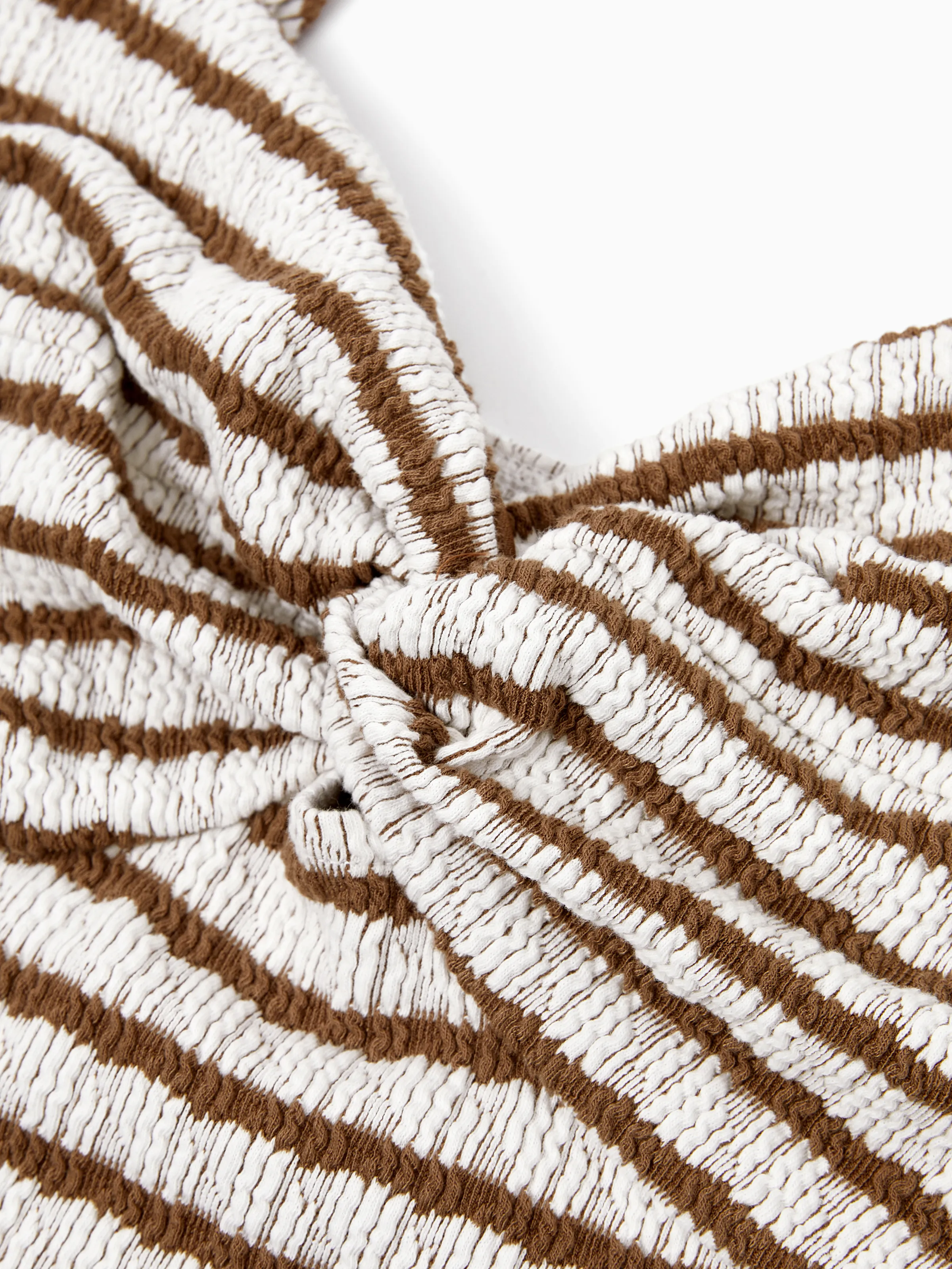 Matching Striped Dresses for Mommy & Me  Twist-Front Dress with Tulle Skirt, Perfect for Summer Family Outings & Photos Khaki - Image 5