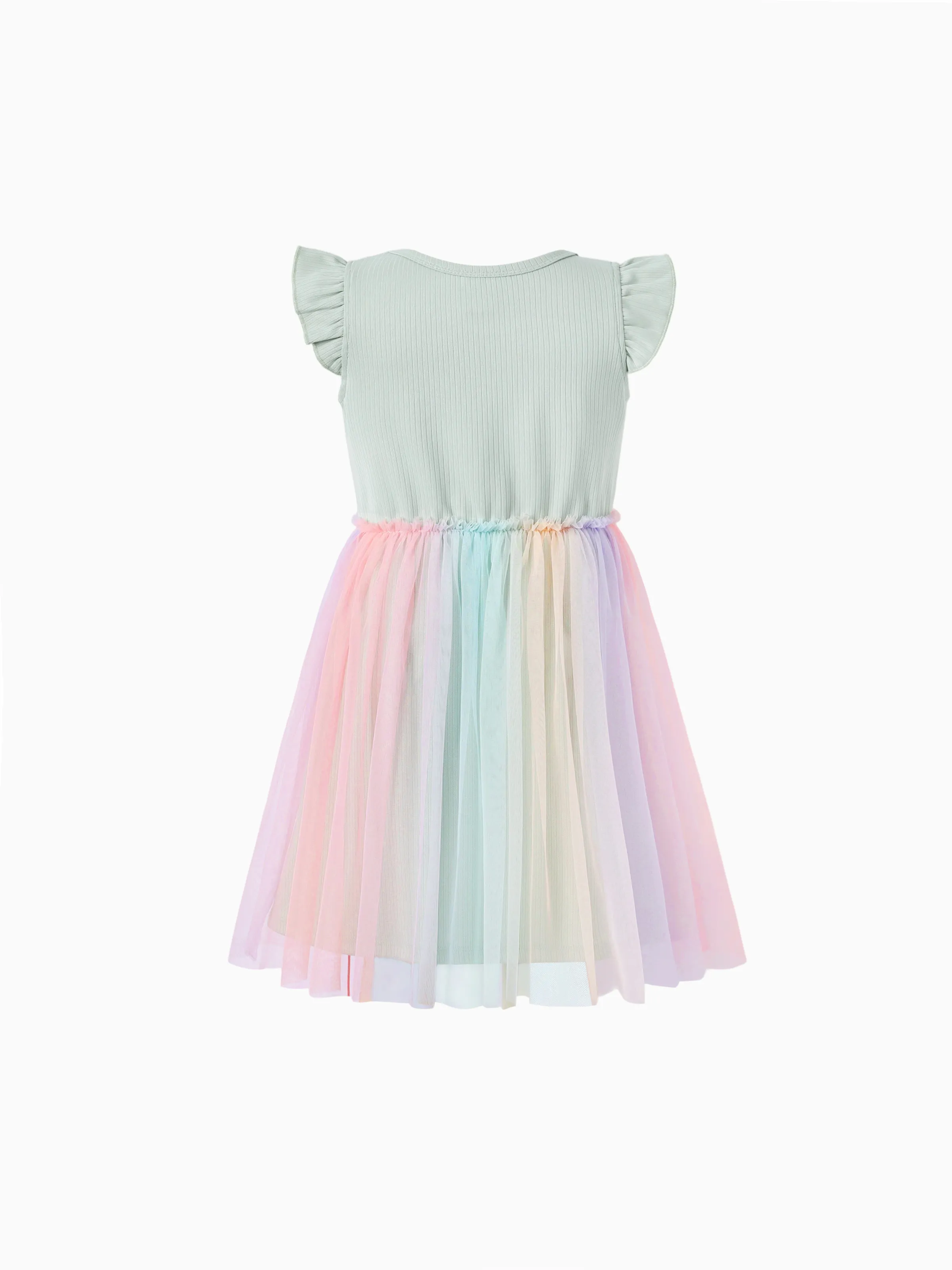 Matching Toddler/Kid Girl "Besties" Dresses Pastel Tulle Skirt for Girls, Perfect for Family Outings & Photos Pale Green - Image 3