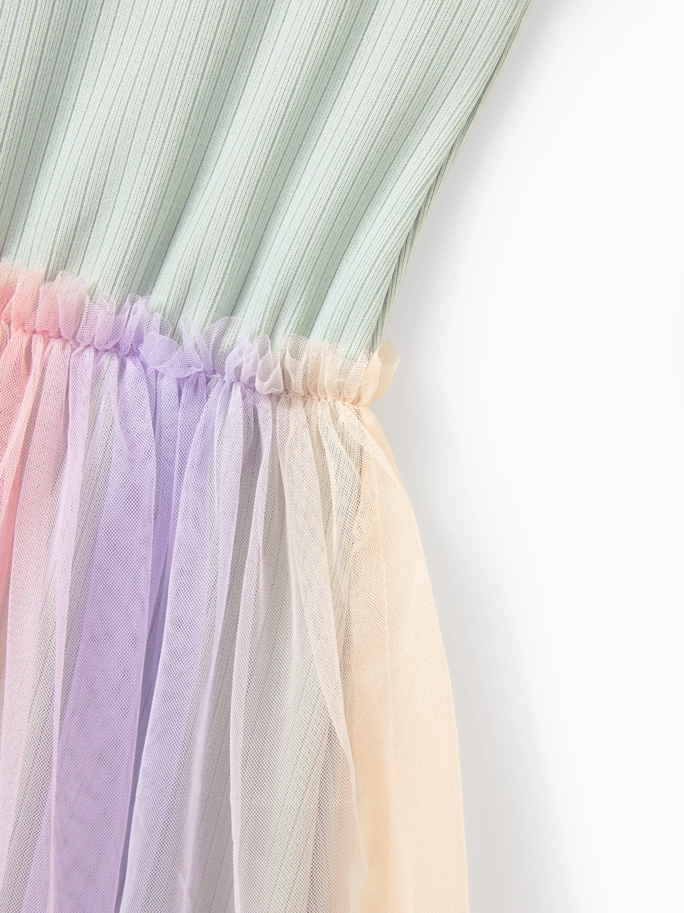 Matching Toddler/Kid Girl "Besties" Dresses Pastel Tulle Skirt for Girls, Perfect for Family Outings & Photos Pale Green - Image 6