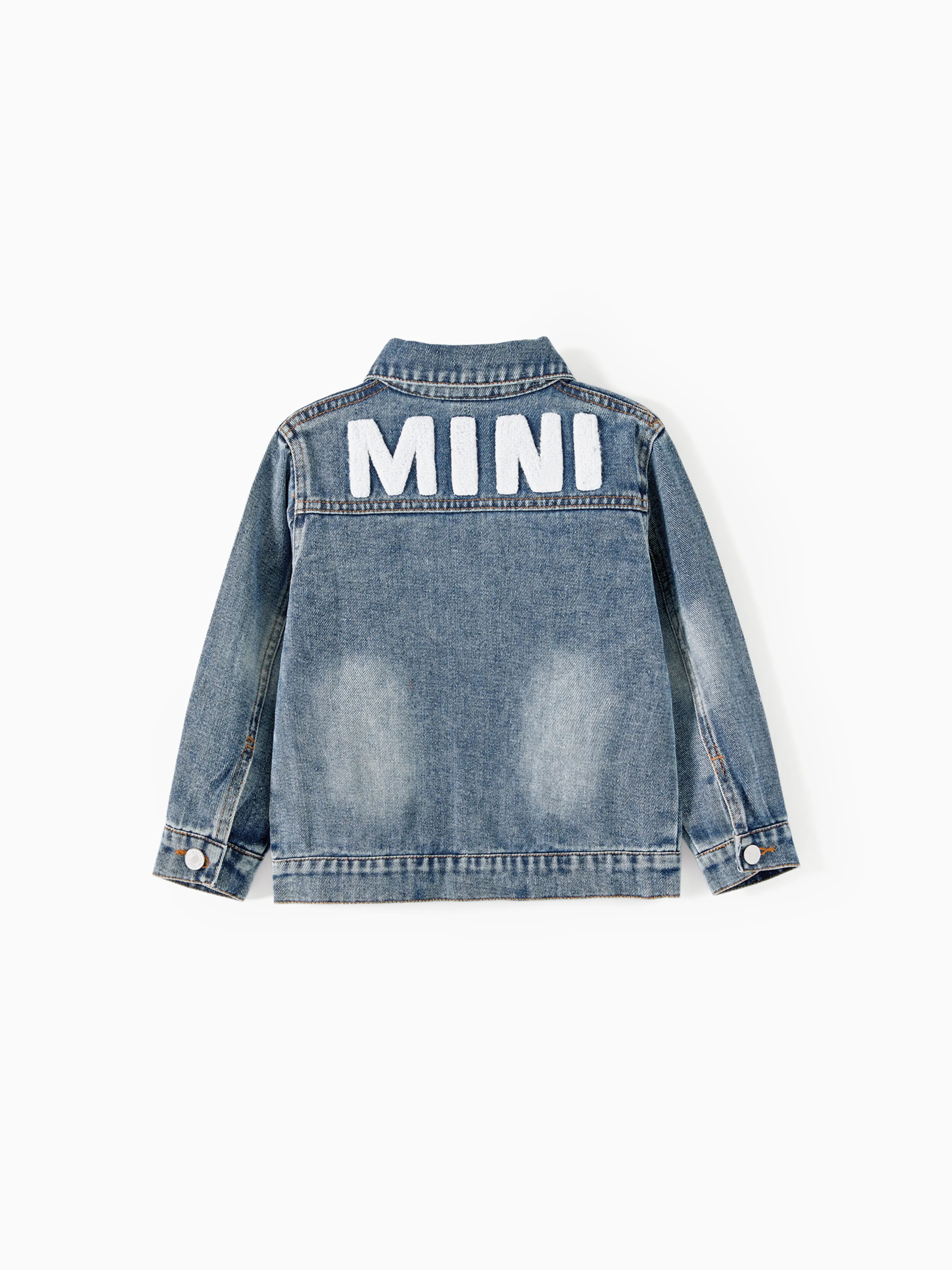Mom and Me Light Blue Letter Design Long-sleeve Distressed Denim Jackets Light Blue - Image 14