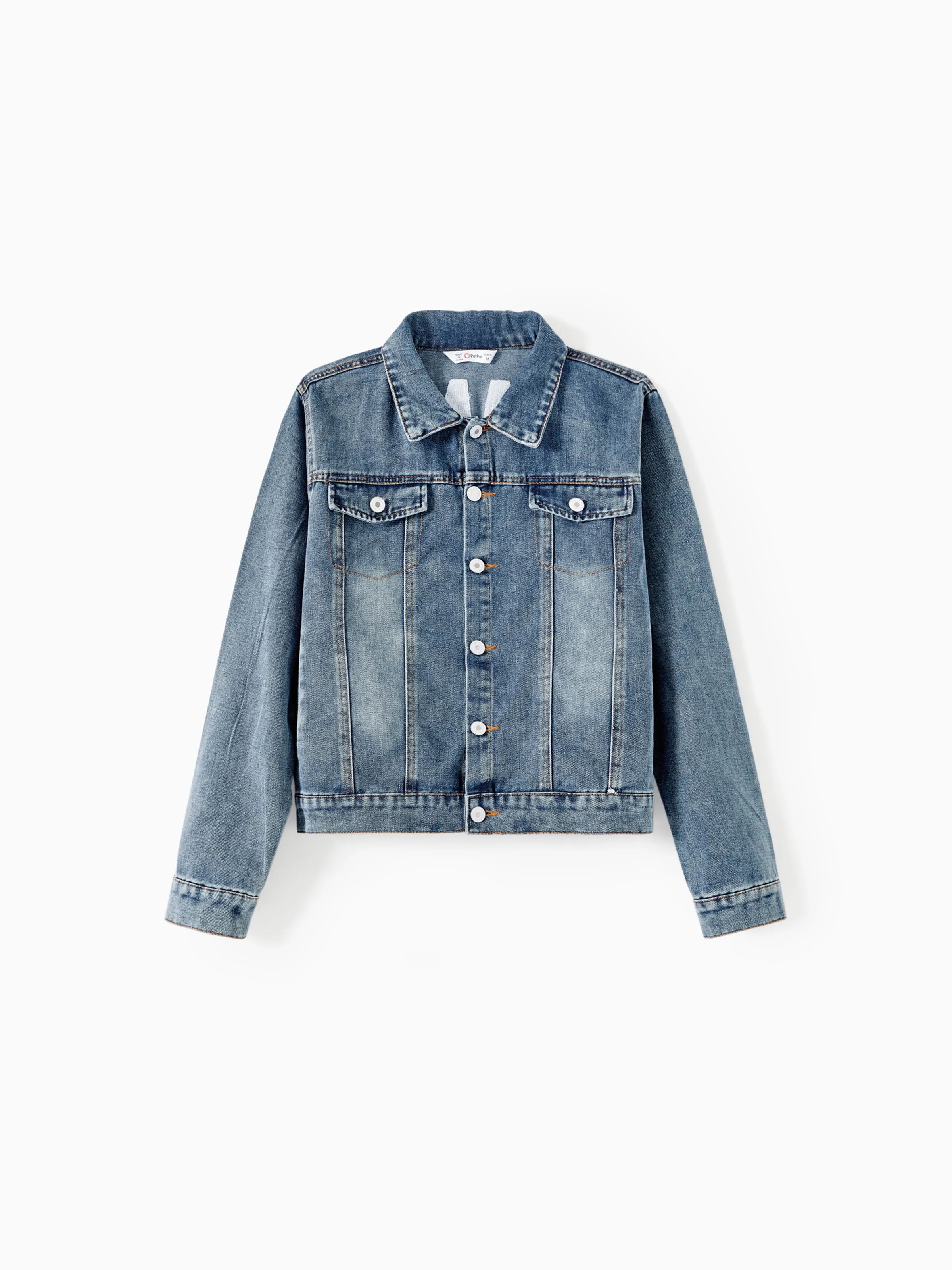 Mom and Me Light Blue Letter Design Long-sleeve Distressed Denim Jackets Light Blue - Image 5