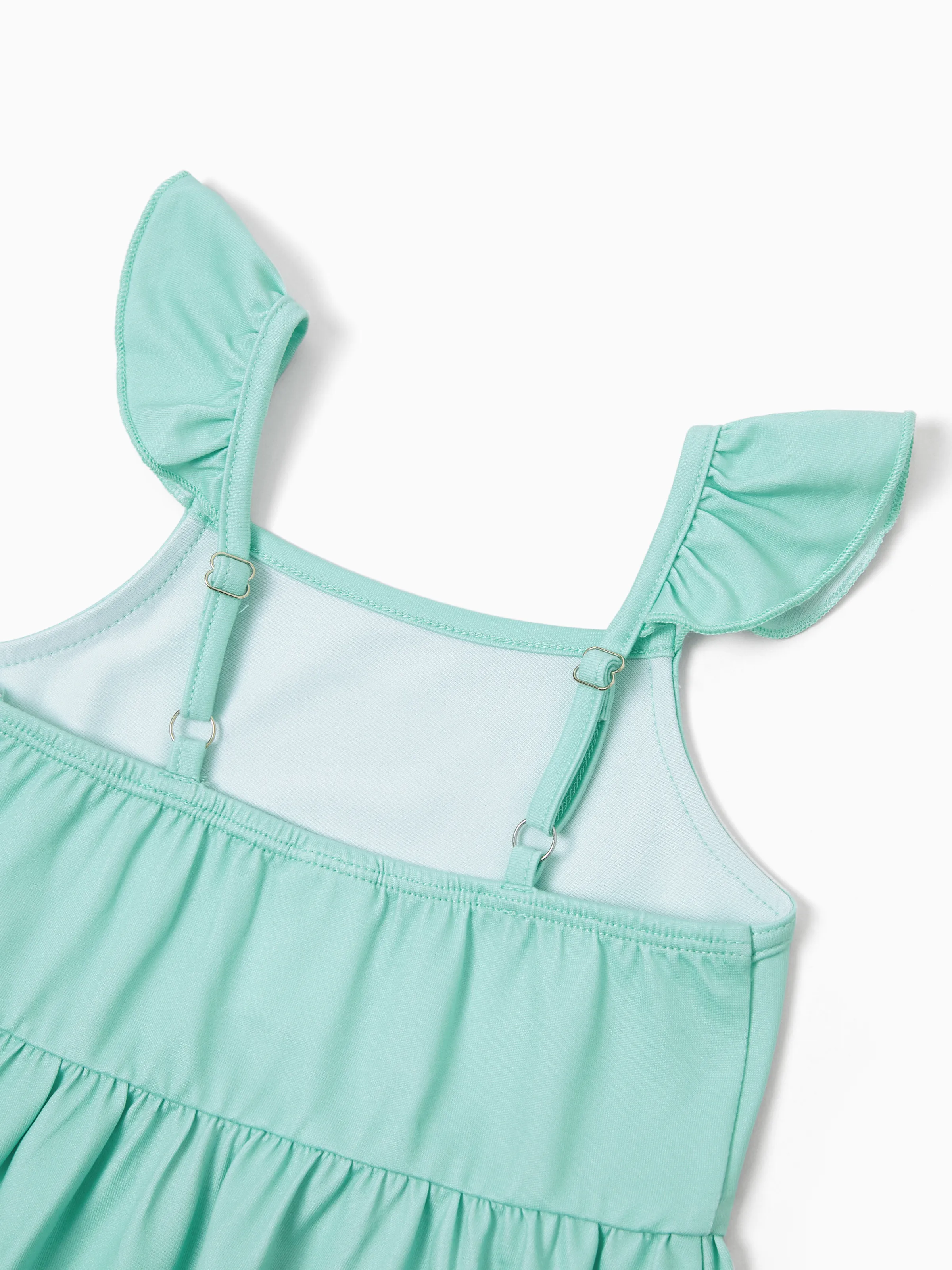 Mommy and Me Casual Flower Print Sleeveless Strappy Dresses  Light Green - Image 15