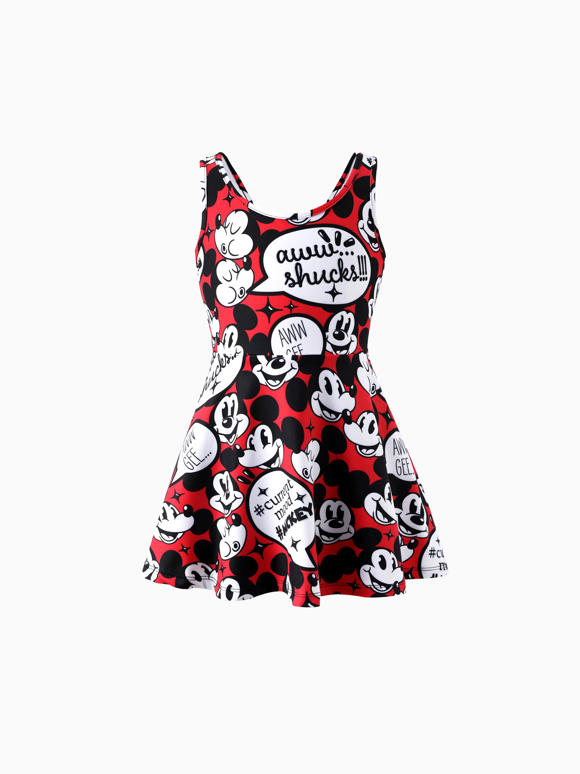Disney Mickey and Friends Mommy and Me Family matching 1pc Mickey Mouse Graffiti Cotton T-shirt or Colorblock Dress with Built-in Shorts & Pockets or Naia™ Allover Romper  Red - Image 10