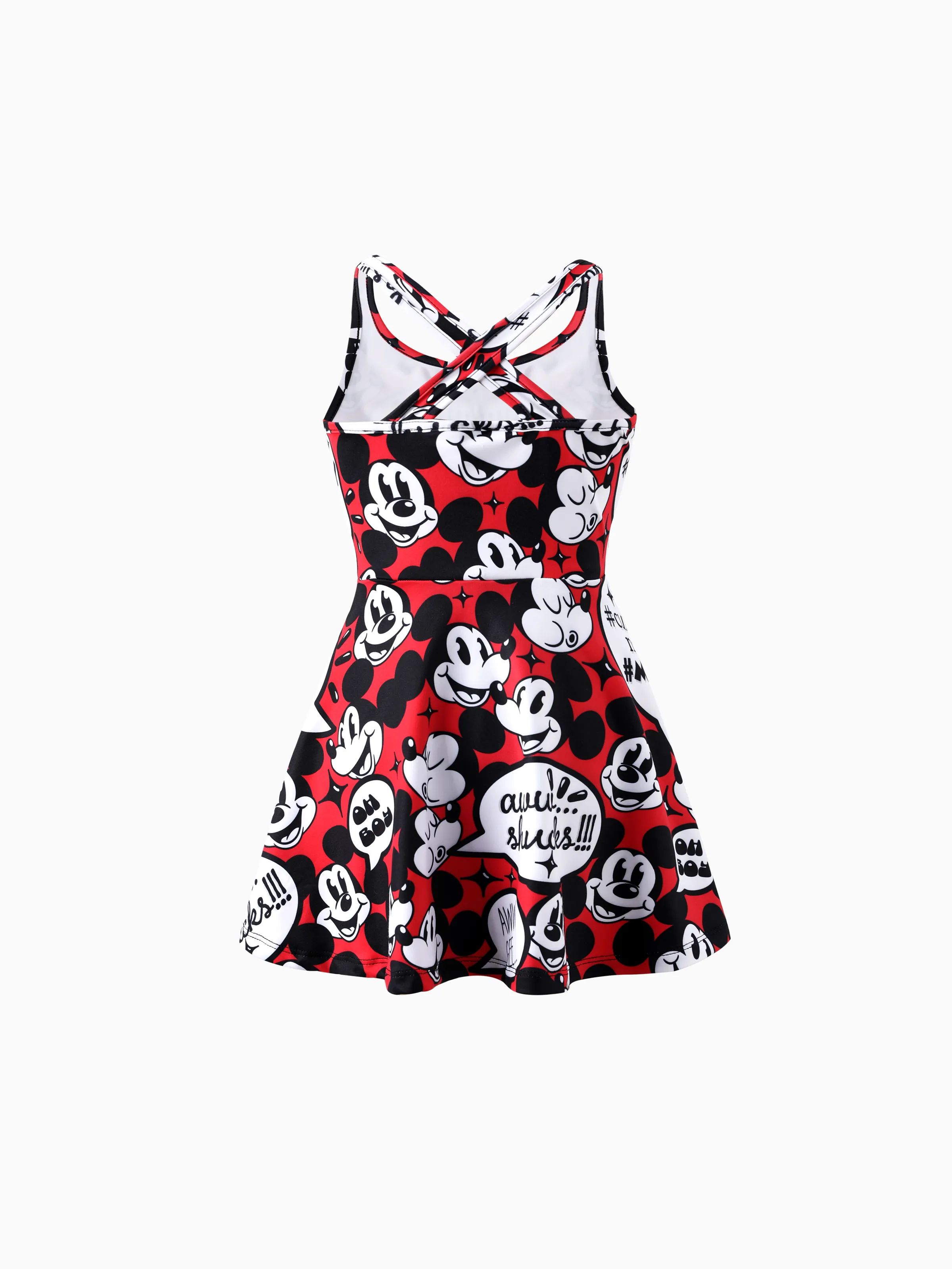 Disney Mickey and Friends Mommy and Me Family matching 1pc Mickey Mouse Graffiti Cotton T-shirt or Colorblock Dress with Built-in Shorts & Pockets or Naia™ Allover Romper  Red - Image 11