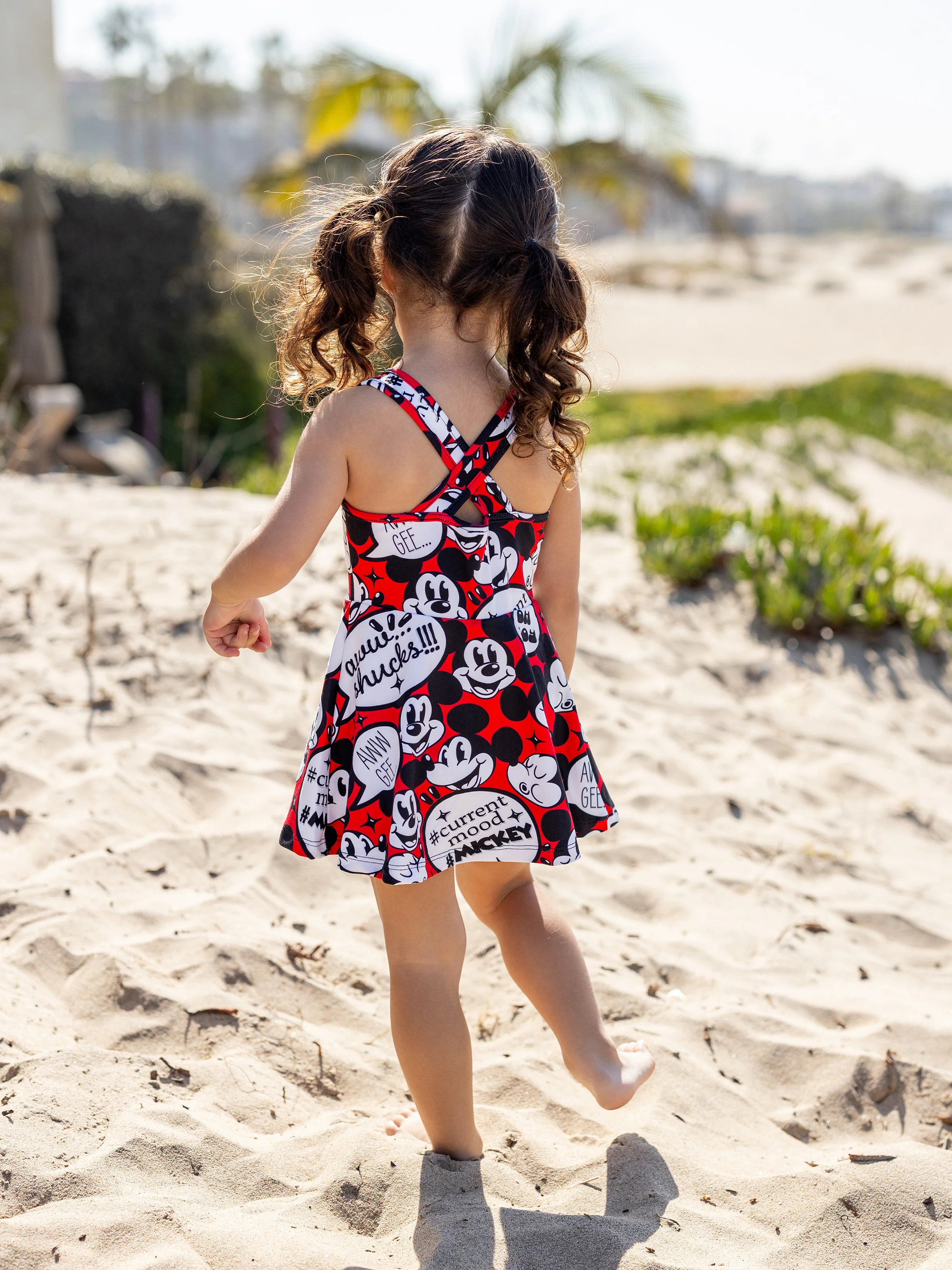 Disney Mickey and Friends Mommy and Me Family matching 1pc Mickey Mouse Graffiti Cotton T-shirt or Colorblock Dress with Built-in Shorts & Pockets or Naia™ Allover Romper  Red - Image 9