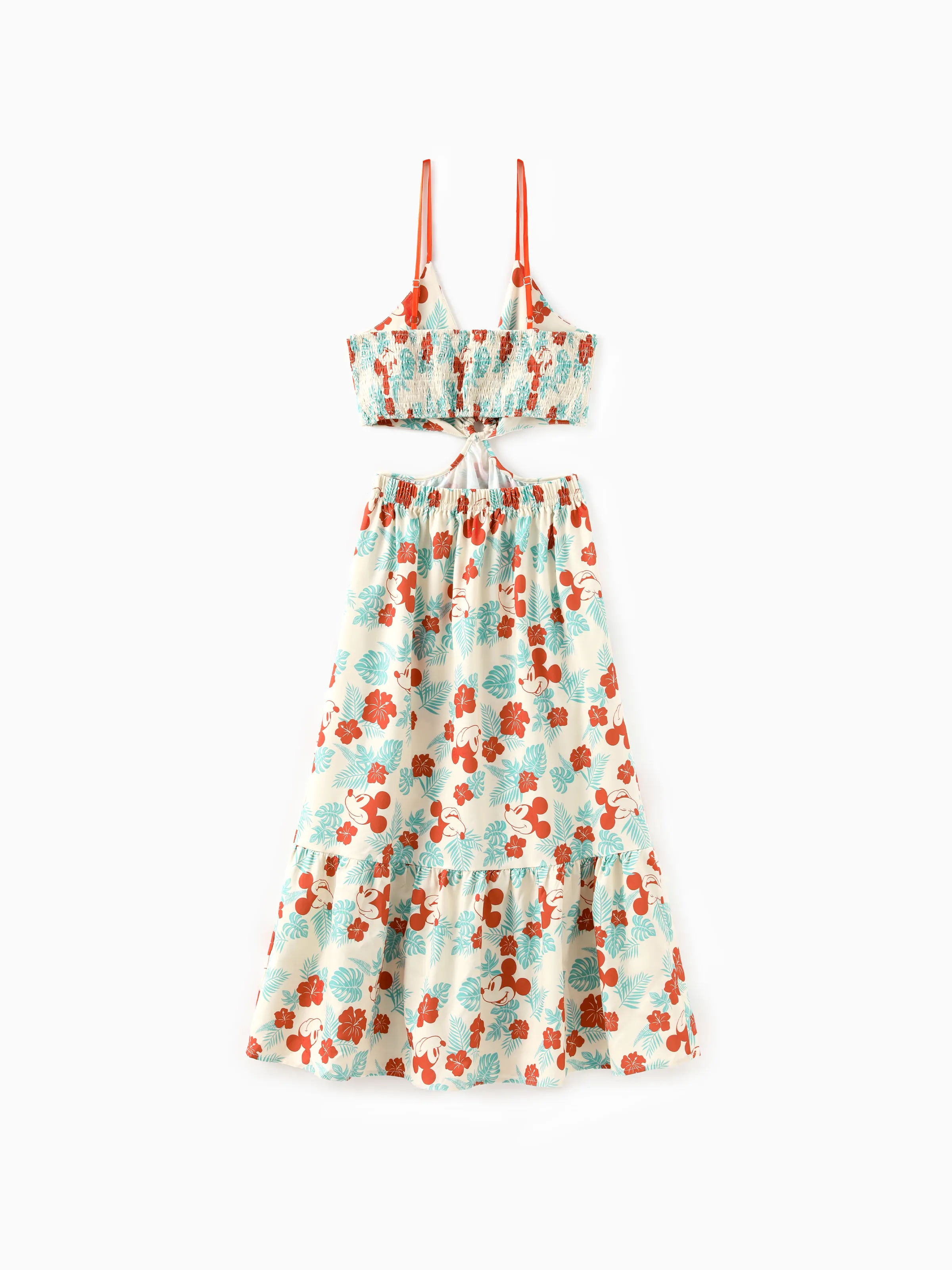 Disney Mickey and Friends Mommy and Me Family Matching Naia™ Floral Allover Print Shirt/Sleeveless Hollow-out Dress/Romper Multi-color - Image 4