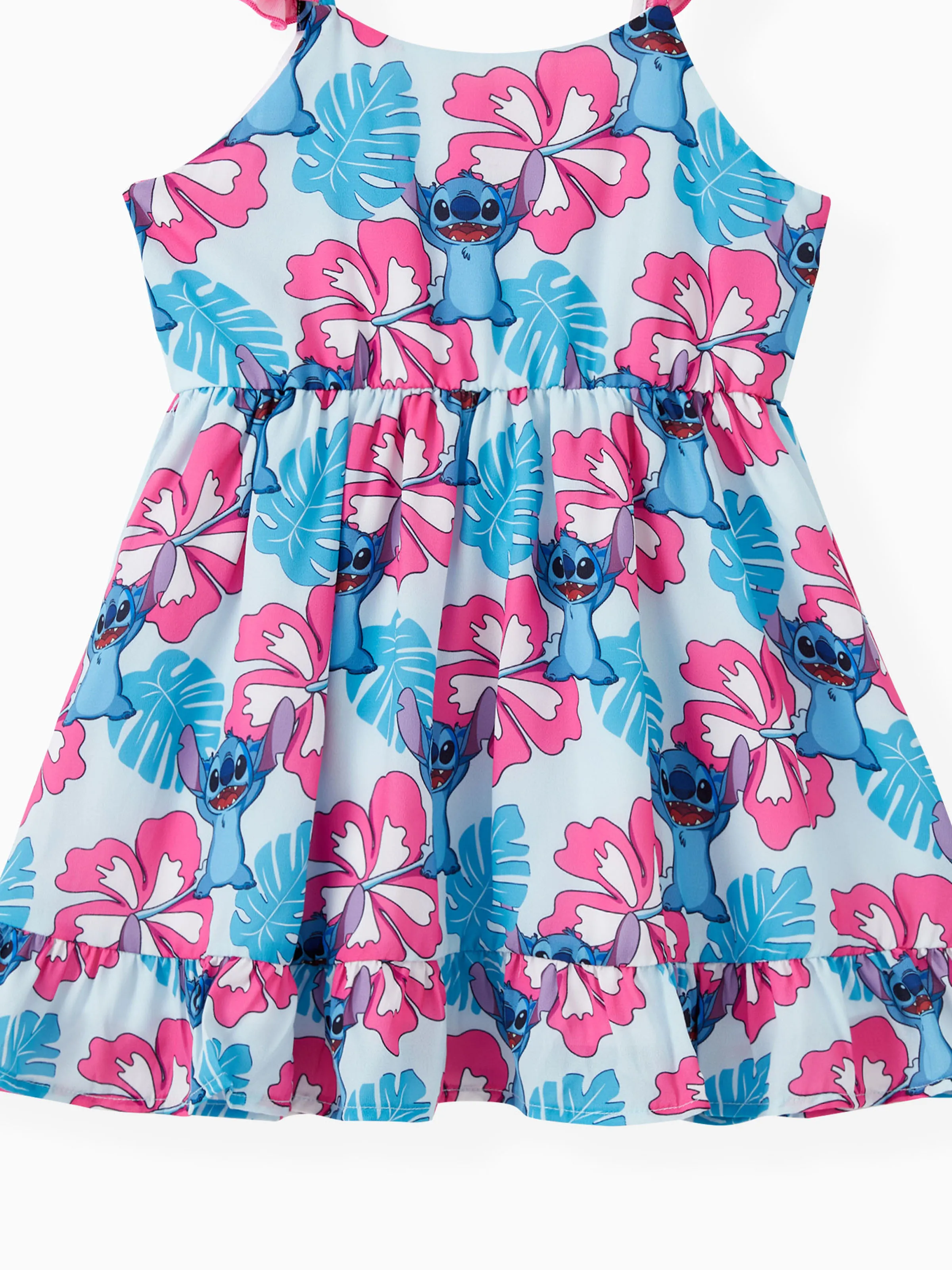 Disney Stitch Mommy and Me Family Matching Naia™ Stitch and Hawaii Style Floral Print Sleeveless Dress/Onesie／Shirt Multi-color - Image 11