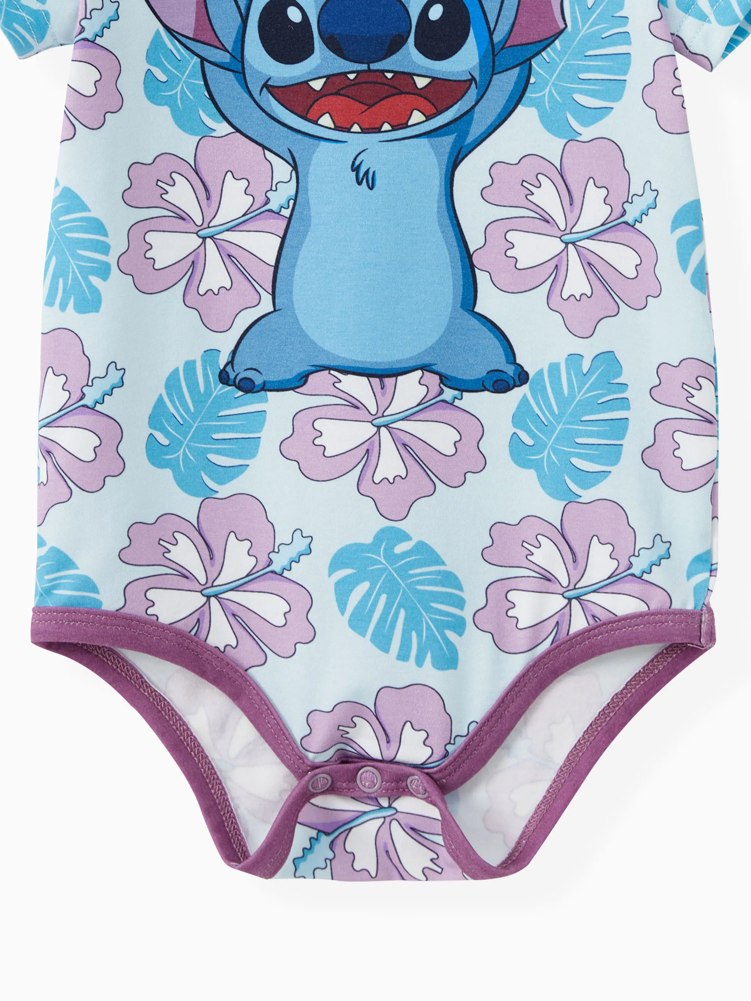 Disney Stitch Mommy and Me Family Matching Naia™ Stitch and Hawaii Style Floral Print Sleeveless Dress/Onesie／Shirt Multi-color - Image 16