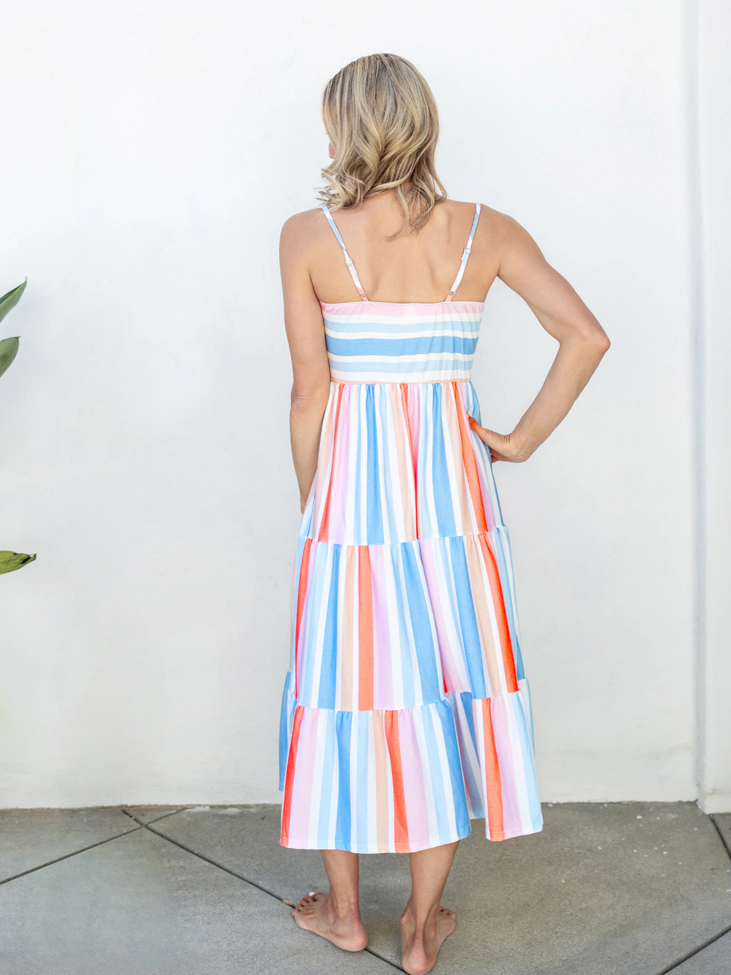 Mommy and Me Family Matching Blue Short-sleeve Tee or Colorful Stripe Camisole Dress Multi-color - Image 5