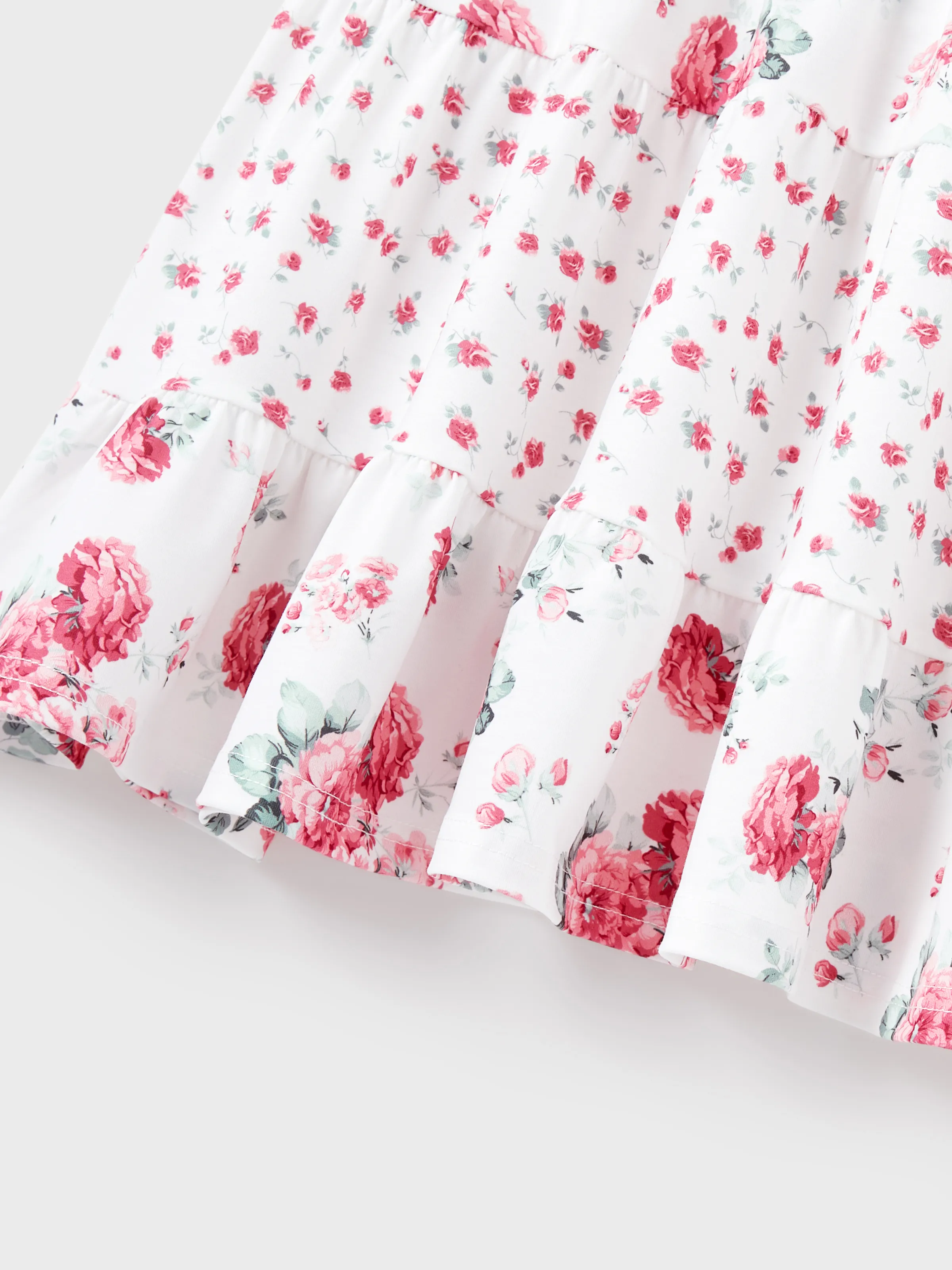 Mommy and Me Family Matching Outfits Set Solid Color Short-sleeve Polo Collar Shirt or Flower Print Hollow out Dress  Pink - Image 12