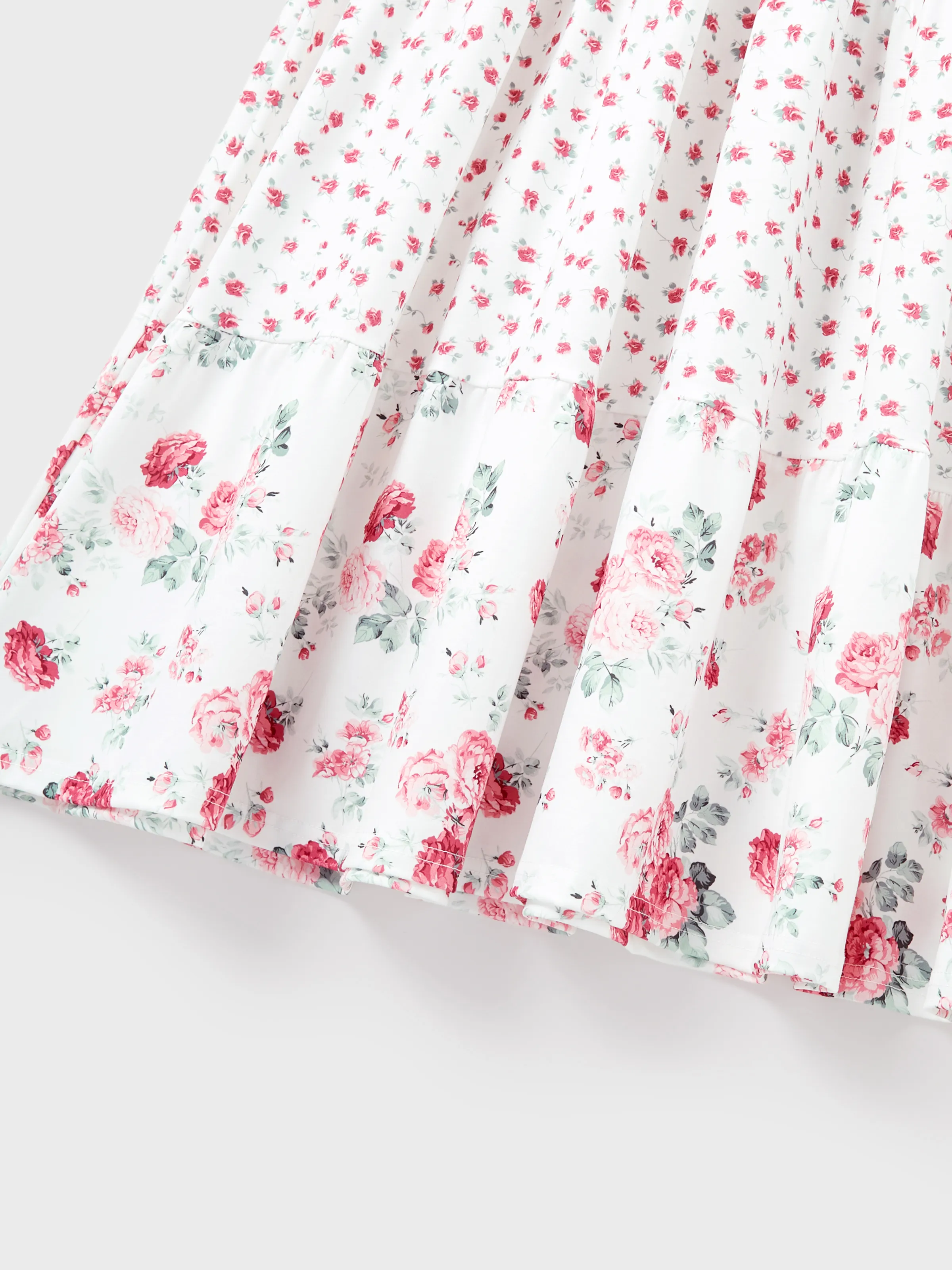Mommy and Me Family Matching Outfits Set Solid Color Short-sleeve Polo Collar Shirt or Flower Print Hollow out Dress  Pink - Image 7