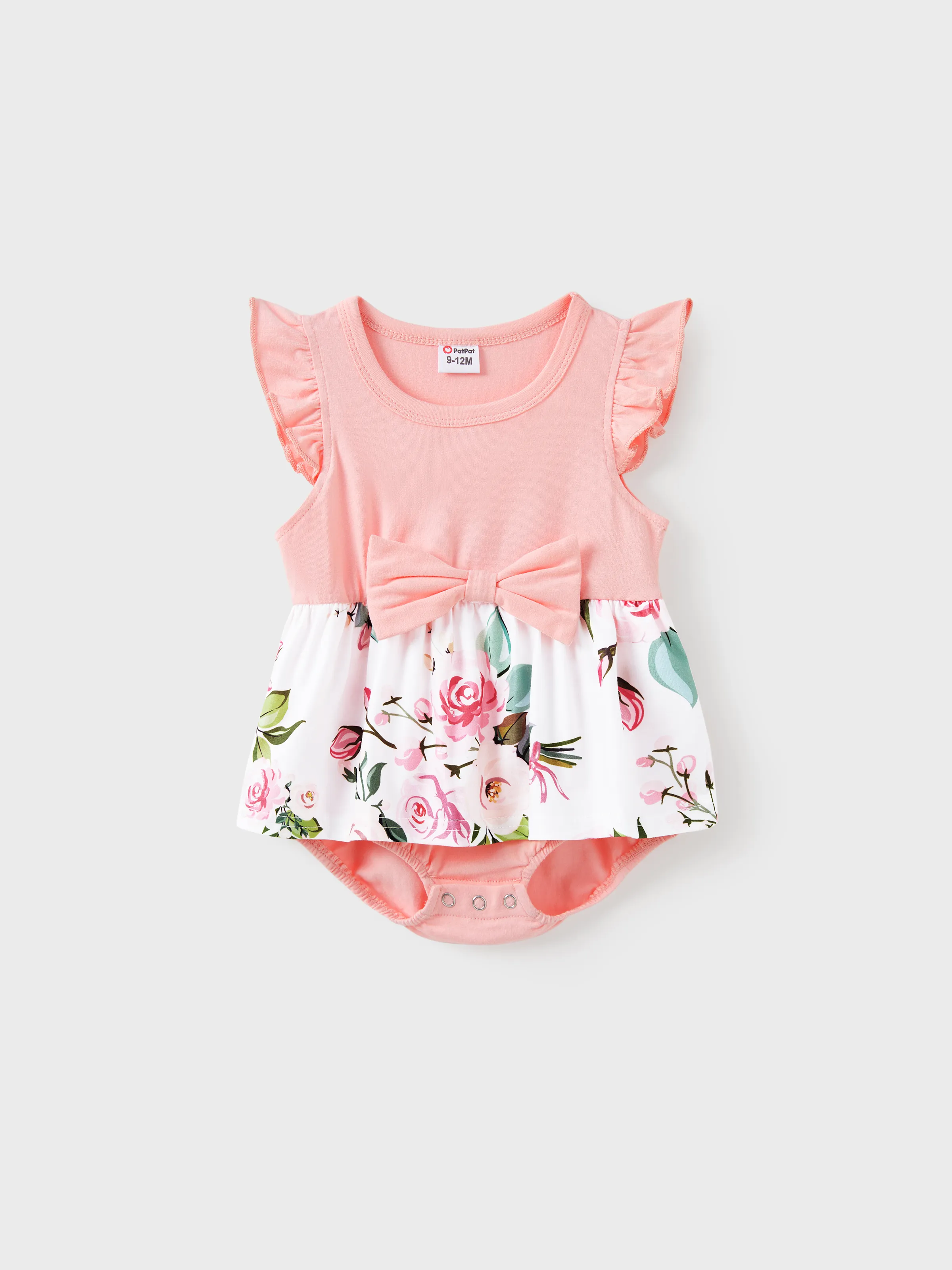 Mommy and Me Family Matching Pink Sleeveless Splicing Floral Print Midi Dresses and Colorblock Short-sleeve Polo Shirts Sets Pink - Image 13