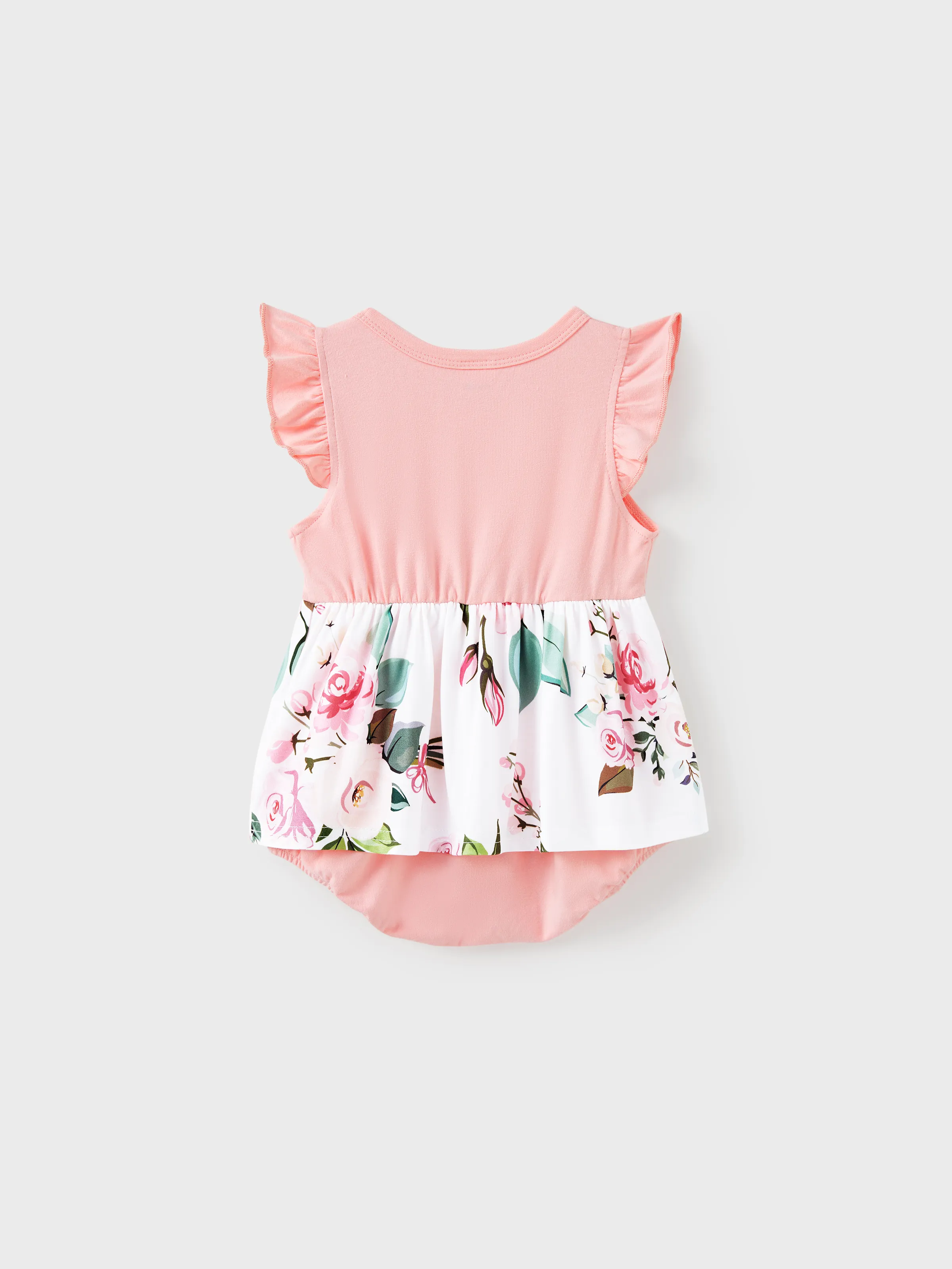 Mommy and Me Family Matching Pink Sleeveless Splicing Floral Print Midi Dresses and Colorblock Short-sleeve Polo Shirts Sets Pink - Image 14