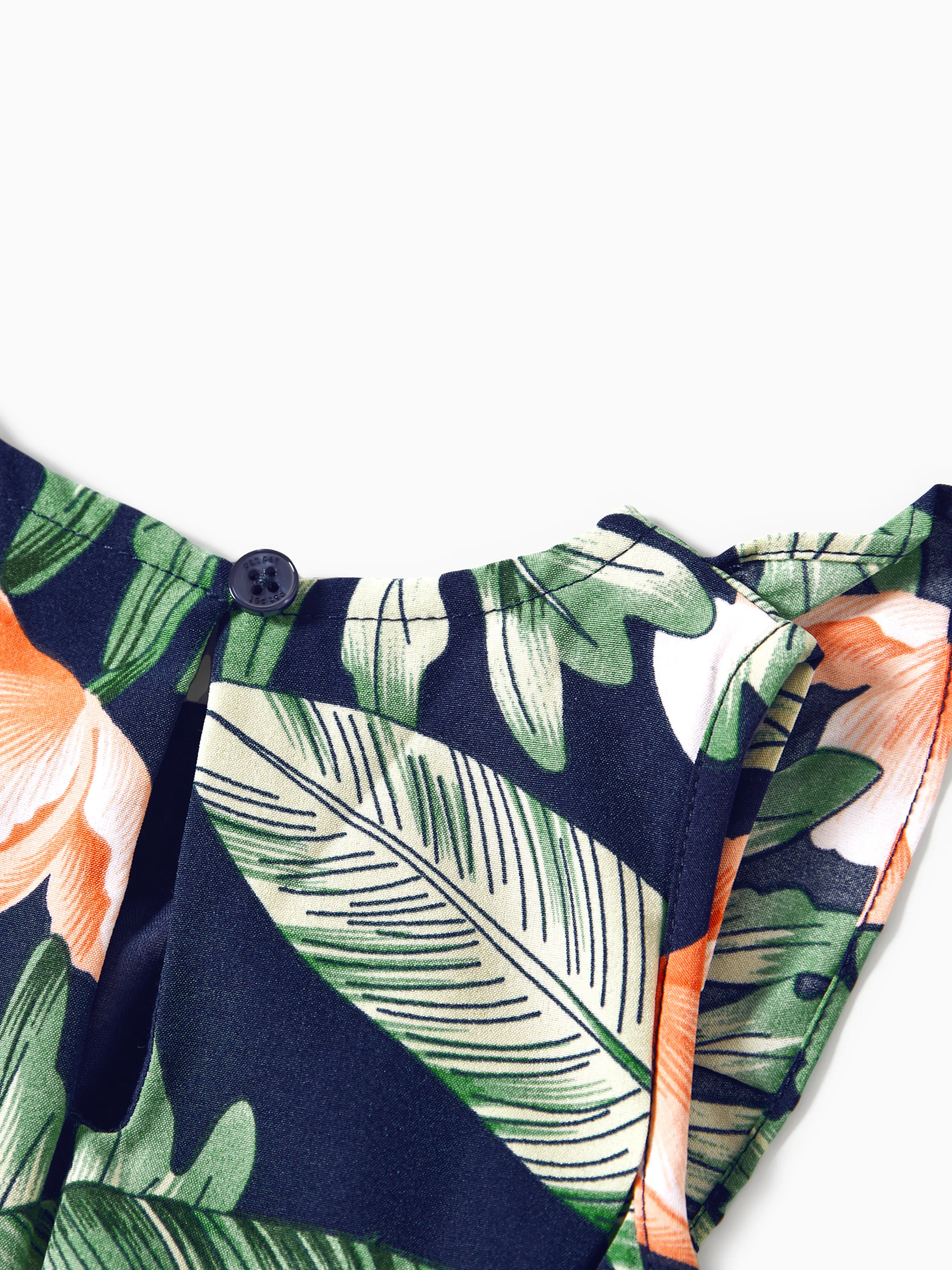 Mommy and Me Family Matching Sets Floral Panel Short-sleeve T-shirts or All Over Floral Print V Neck Spaghetti Strap Midi Dresses with Hidden Snap royalblue - Image 16
