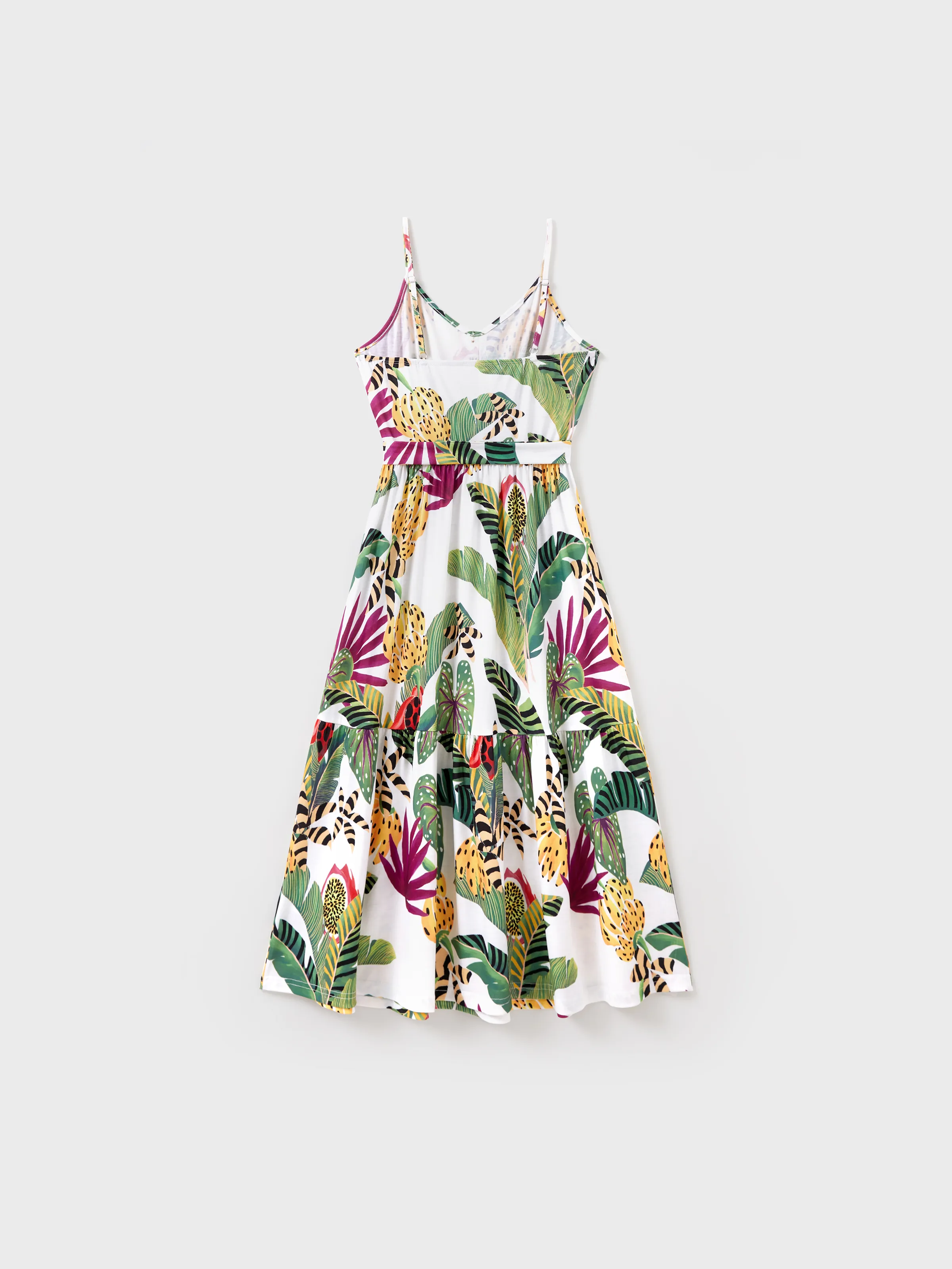 Mommy and Me Family Matching Tropical Floral Print Short-sleeve Top or Camisole Dress Set Multi-color - Image 4