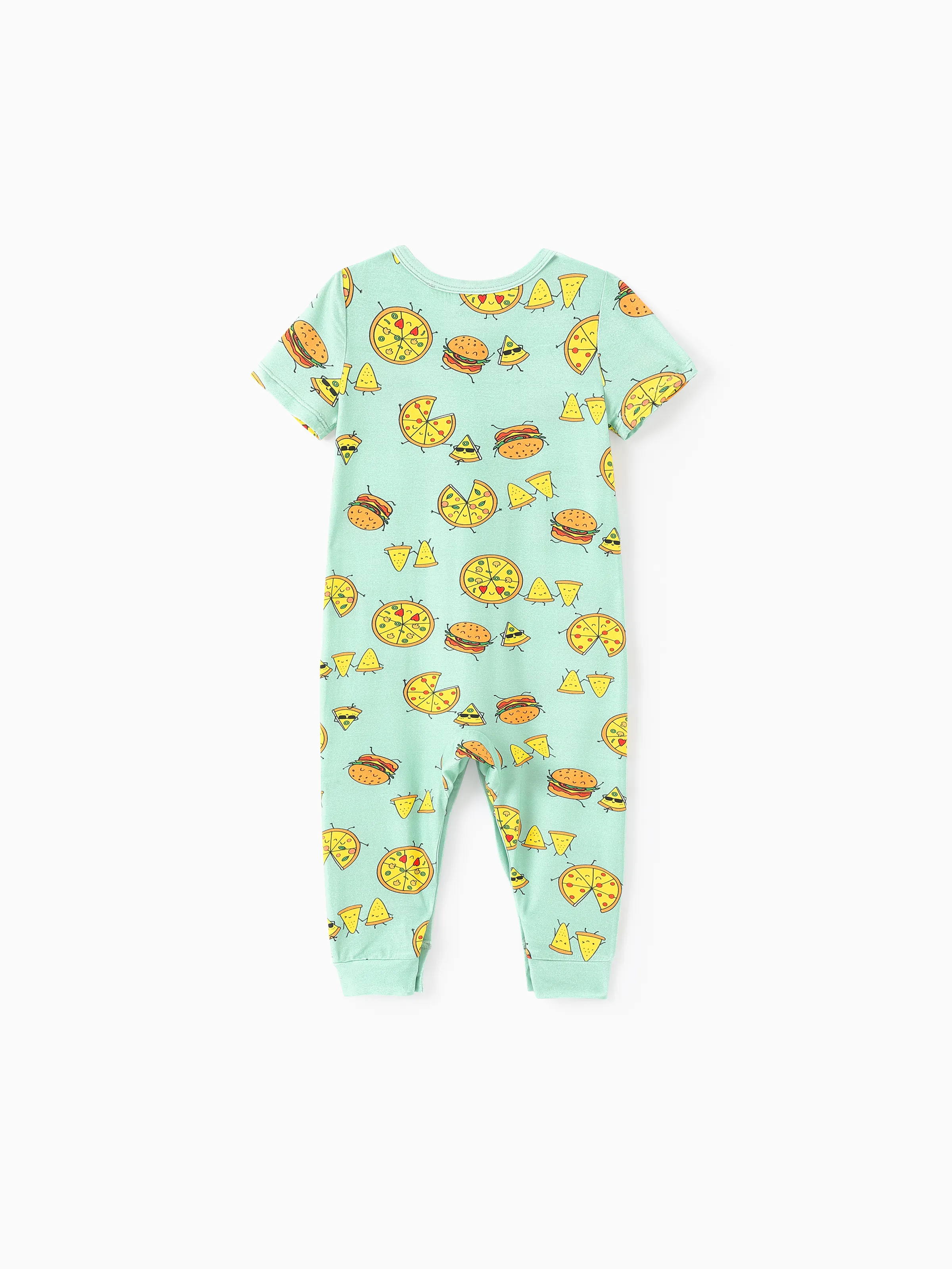 Mommy & me Bamboo Family Mint Green PJs Cute Cartoon Food Theme Print Short Sleeve & Long Pants Sleepwear Matching Pajama set (Snug-Fitting for Children) Light Blue - Image 14