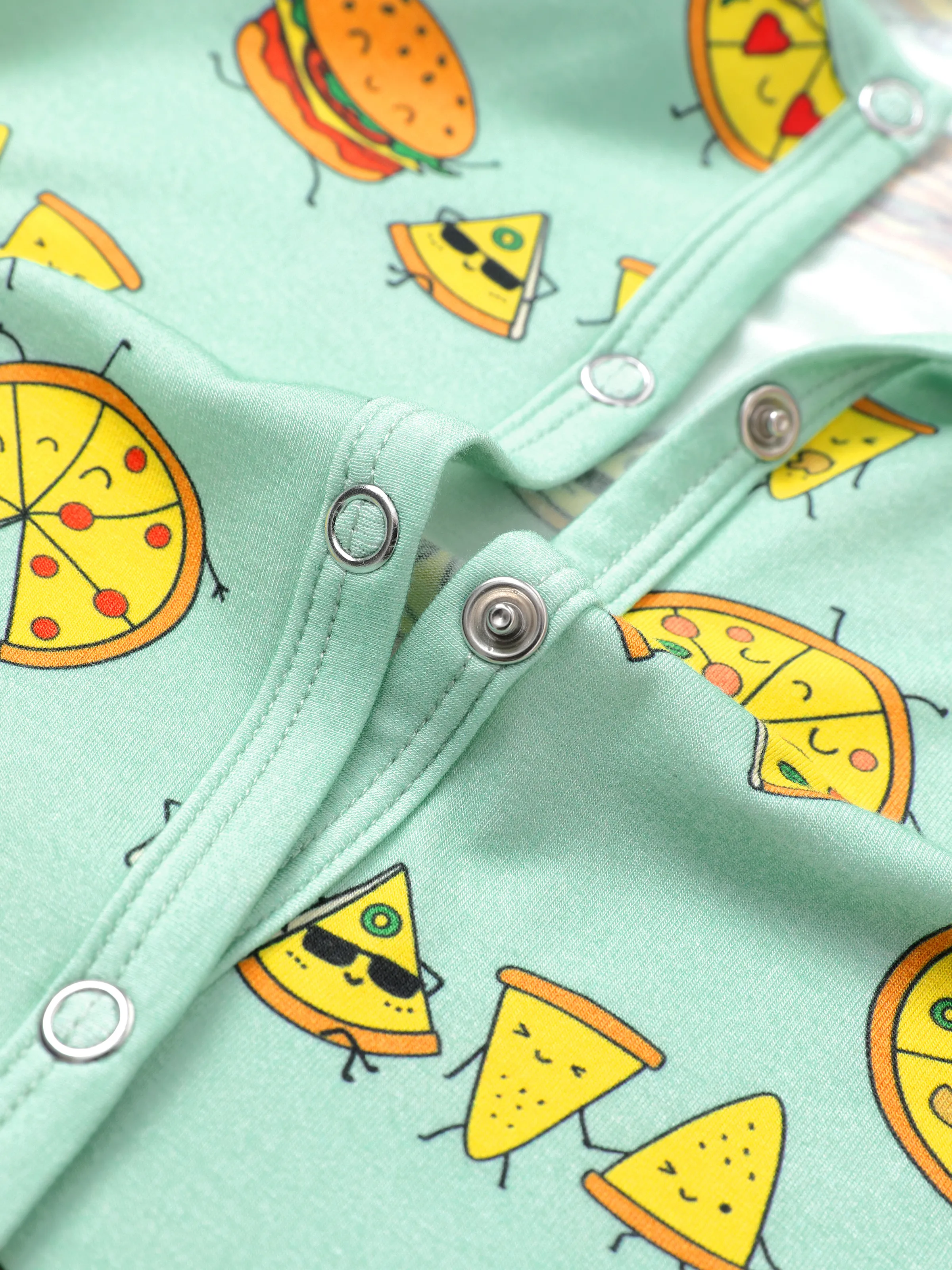 Mommy & me Bamboo Family Mint Green PJs Cute Cartoon Food Theme Print Short Sleeve & Long Pants Sleepwear Matching Pajama set (Snug-Fitting for Children) Light Blue - Image 16