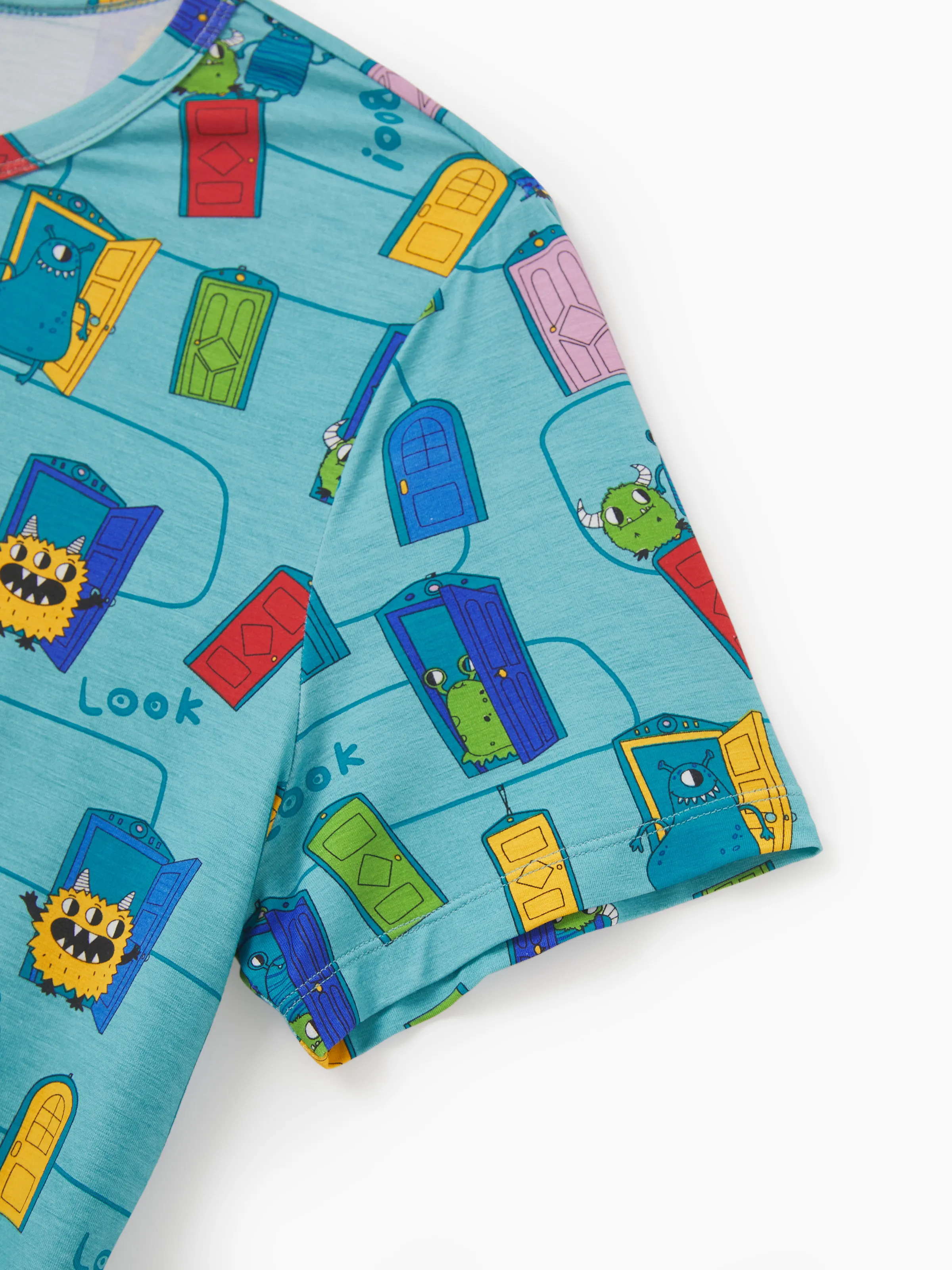 Mommy & me Bamboo Family Pajamas Cartoon Print Short-sleeve Matching Pajama set ( Snug-Fitting for Children ) Green - Image 6