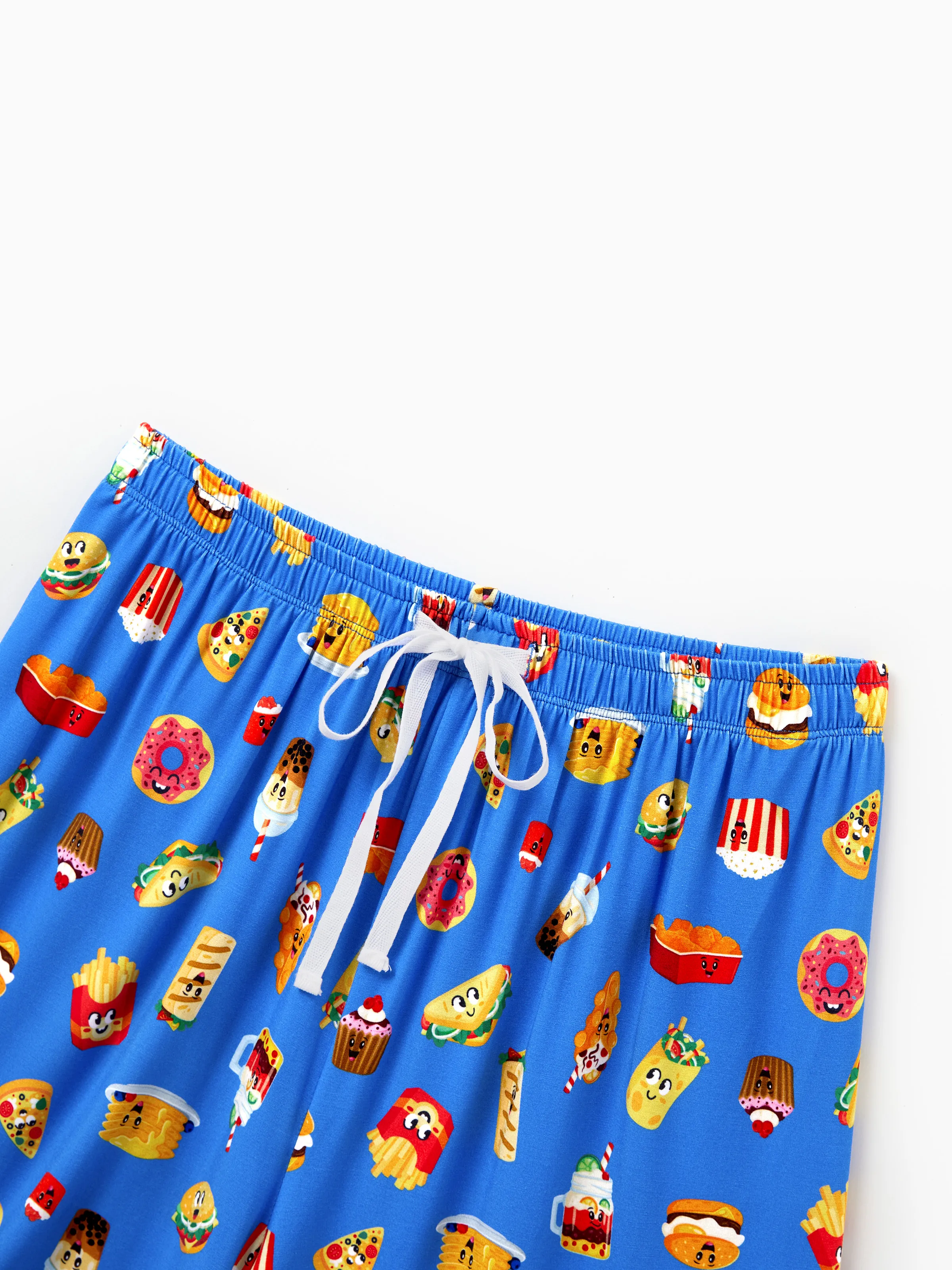 Mommy & me Bamboo Pajamas Buttery Soft Bamboo PJs for Men Women Kids Toddler, Cute Burger & Fries Print Short Sleeve Sleepwear (Snug-Fitting for Children) Royal Blue - Image 10