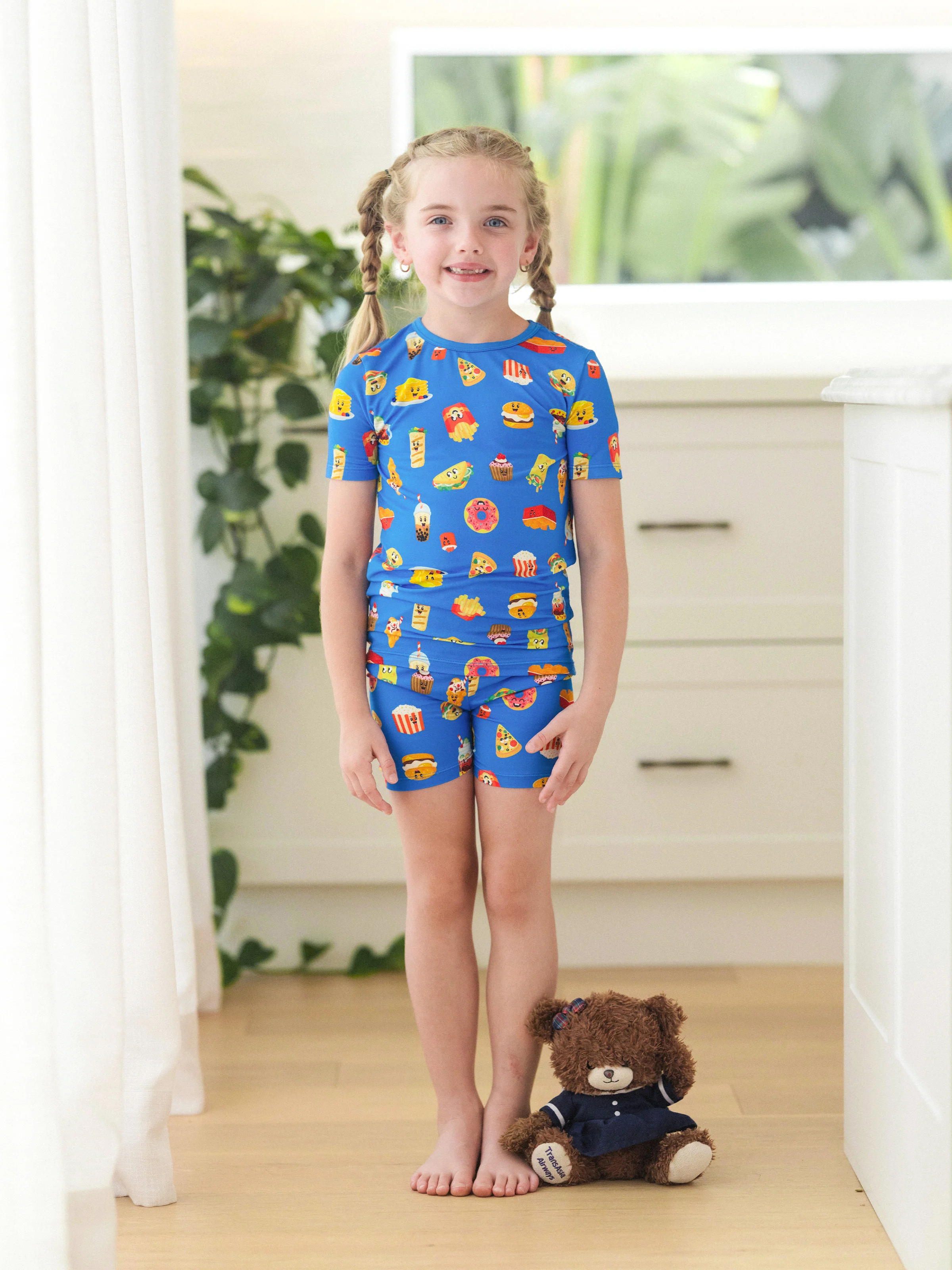 Family Matching Bamboo Pajamas Buttery Soft Bamboo PJs for Men Women Kids Toddler, Cute Burger & Fries Print Short Sleeve Sleepwear (Snug-Fitting for Children) Royal Blue - Image 18