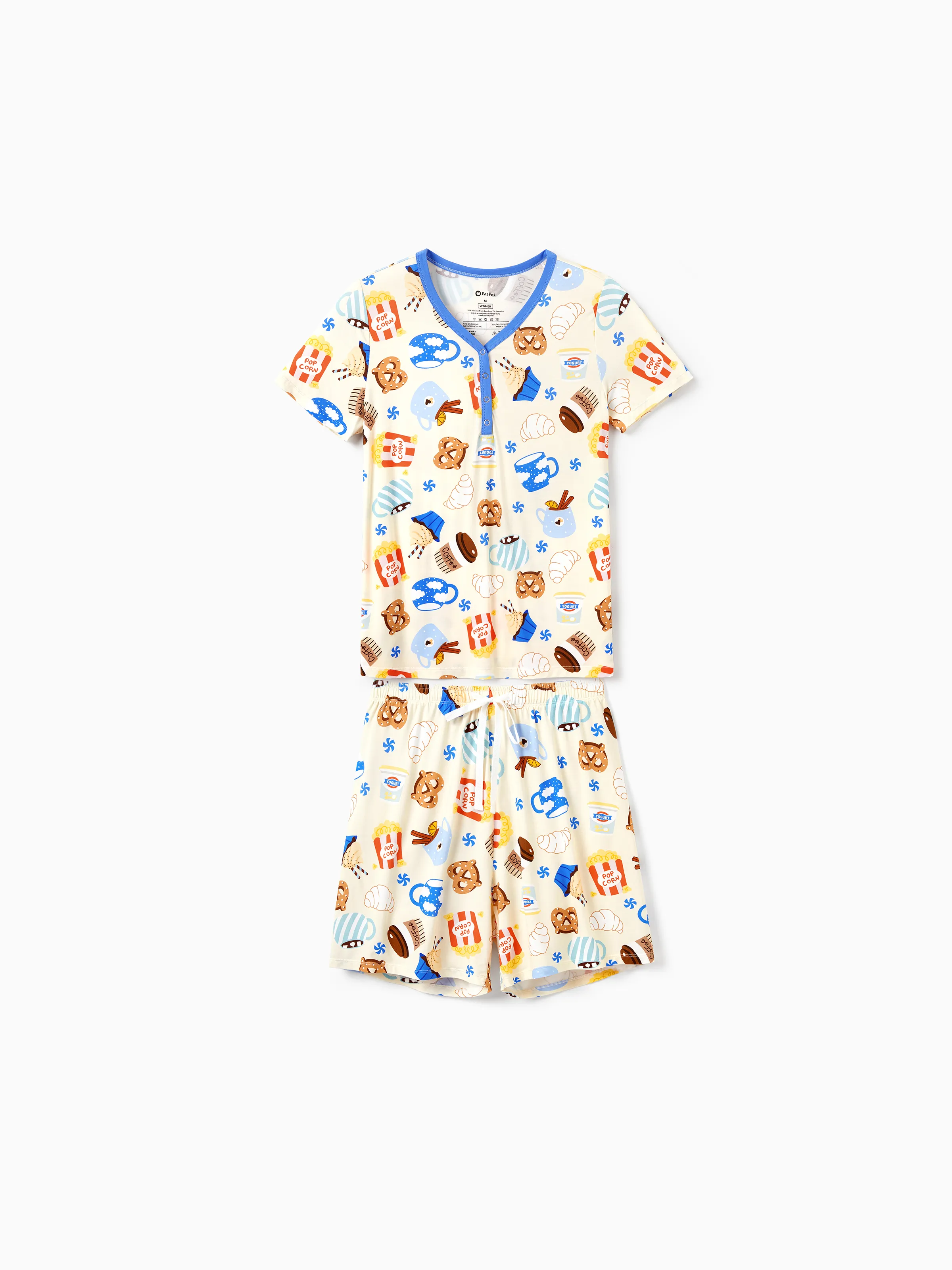 Mommy & me Bamboo Pajamas Buttery Soft Bamboo Viscose PJs for Men Women Kids Toddler Baby, Cozy Dessert Print Short-sleeve Sleepwear Blue - Image 6